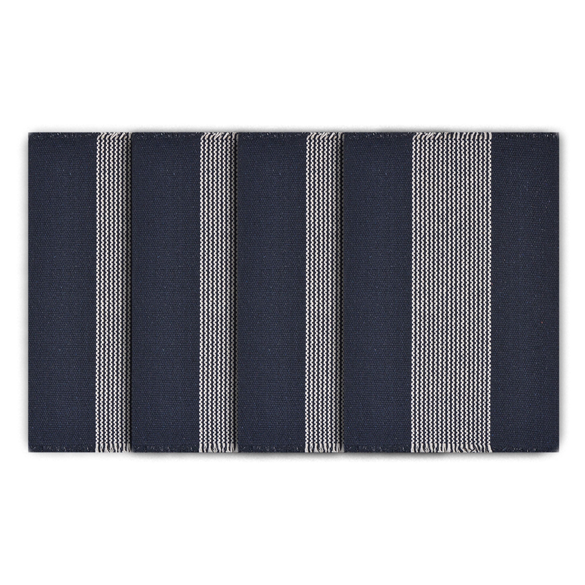 19" Set of Four Navy Blue And White Striped Cotton Placemats