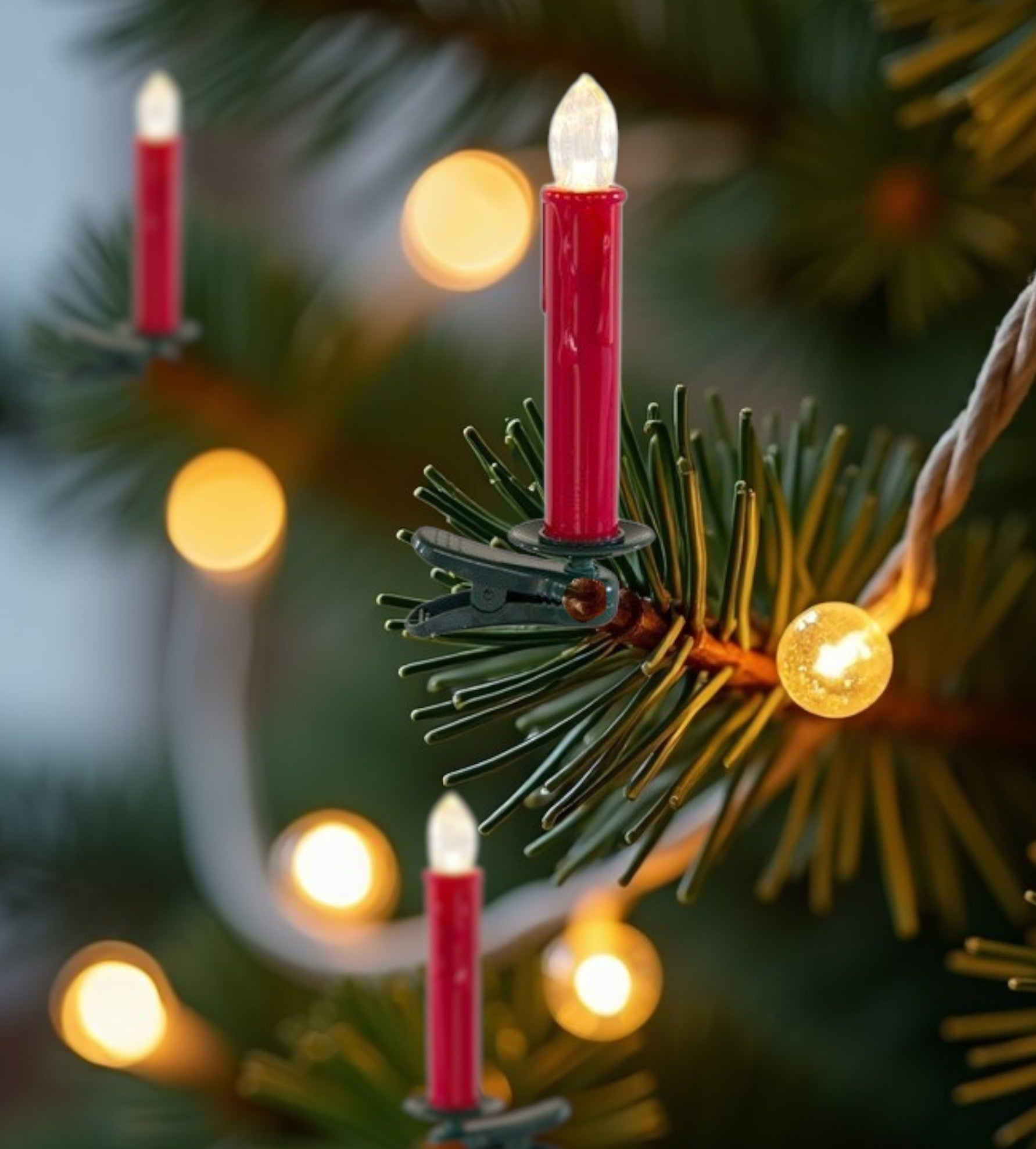 Set of Twentyfour Red Flameless Christmas Clip on Taper Candle