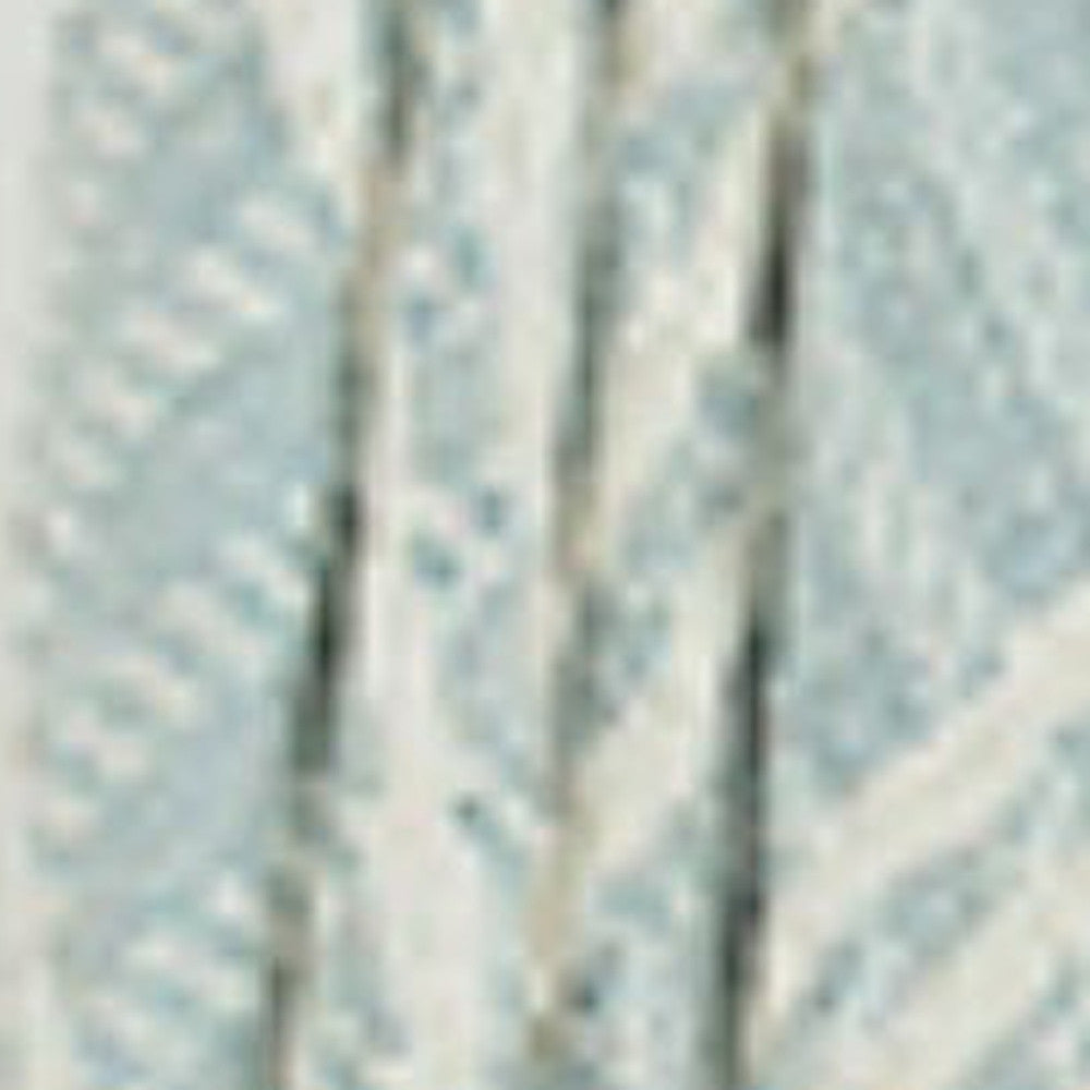 50" X 60" Light Blue Cotton Woven Striped Throw Blanket with Fringe