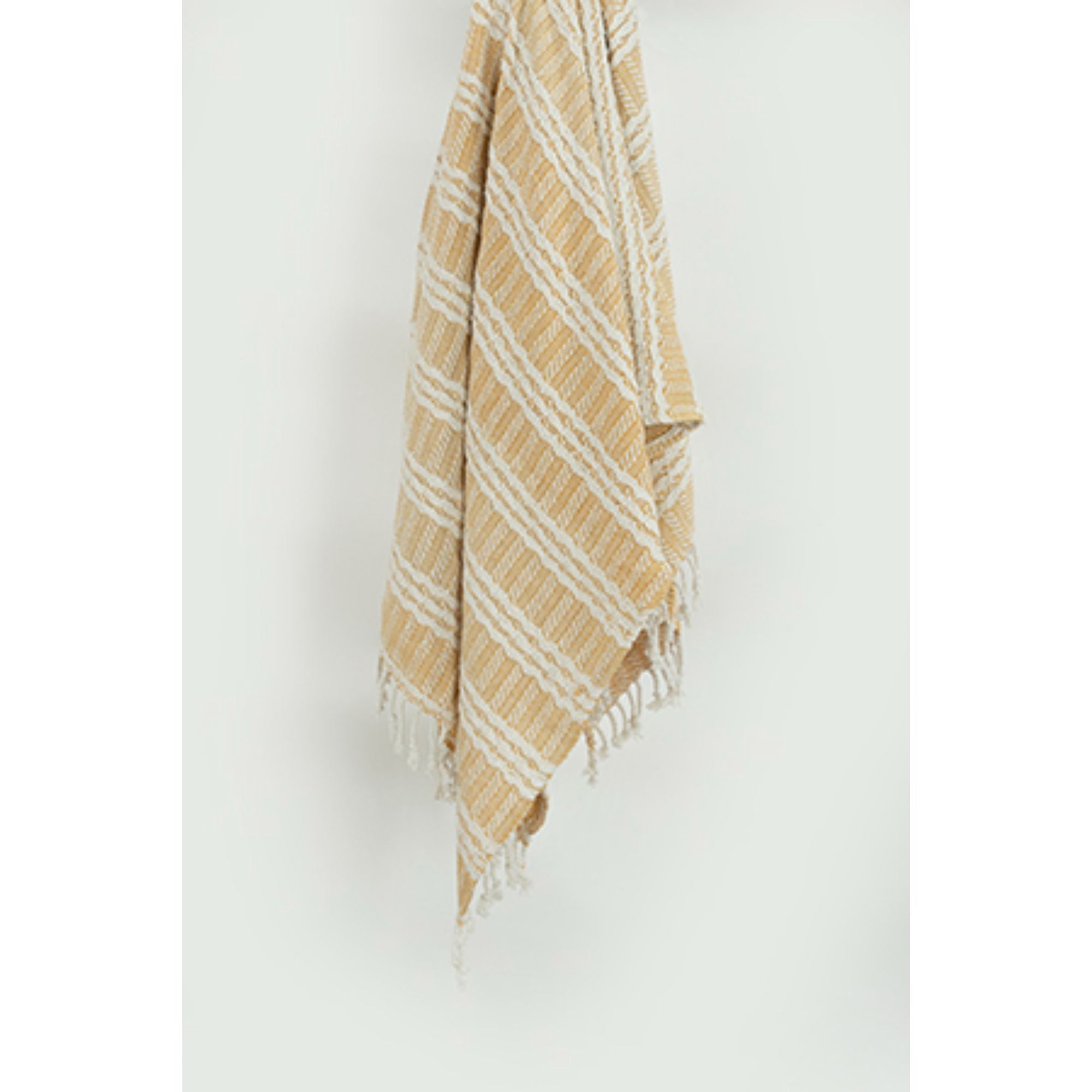 50" X 50" Gold Cotton Woven Striped Throw Blanket