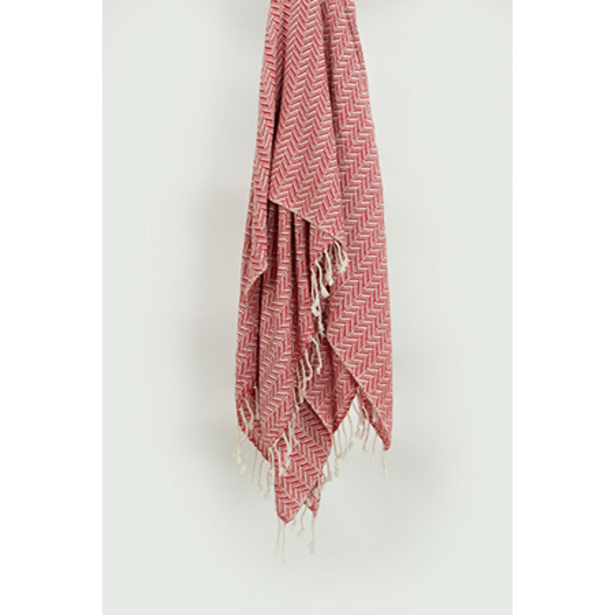 50" X 60" Red Cotton Woven Chevron Throw Blanket with Fringe