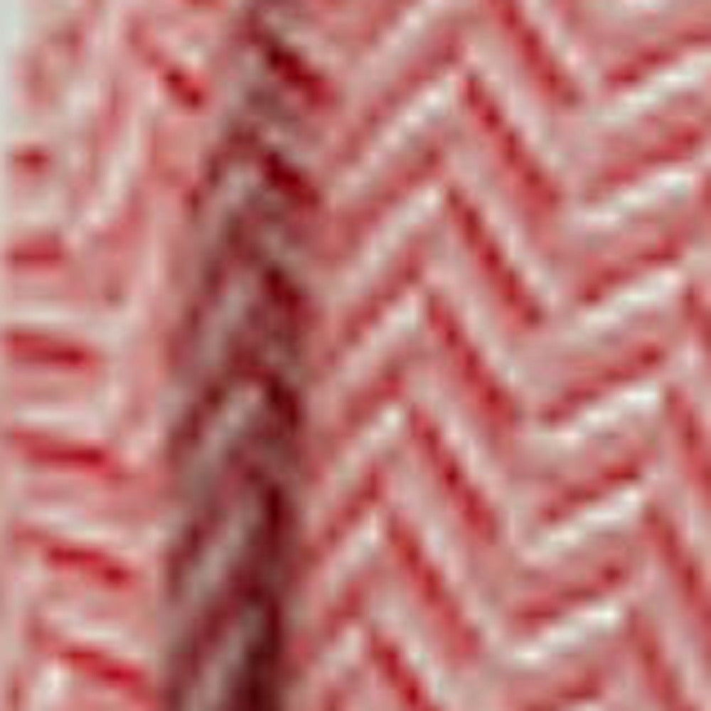 50" X 60" Red Cotton Woven Chevron Throw Blanket with Fringe