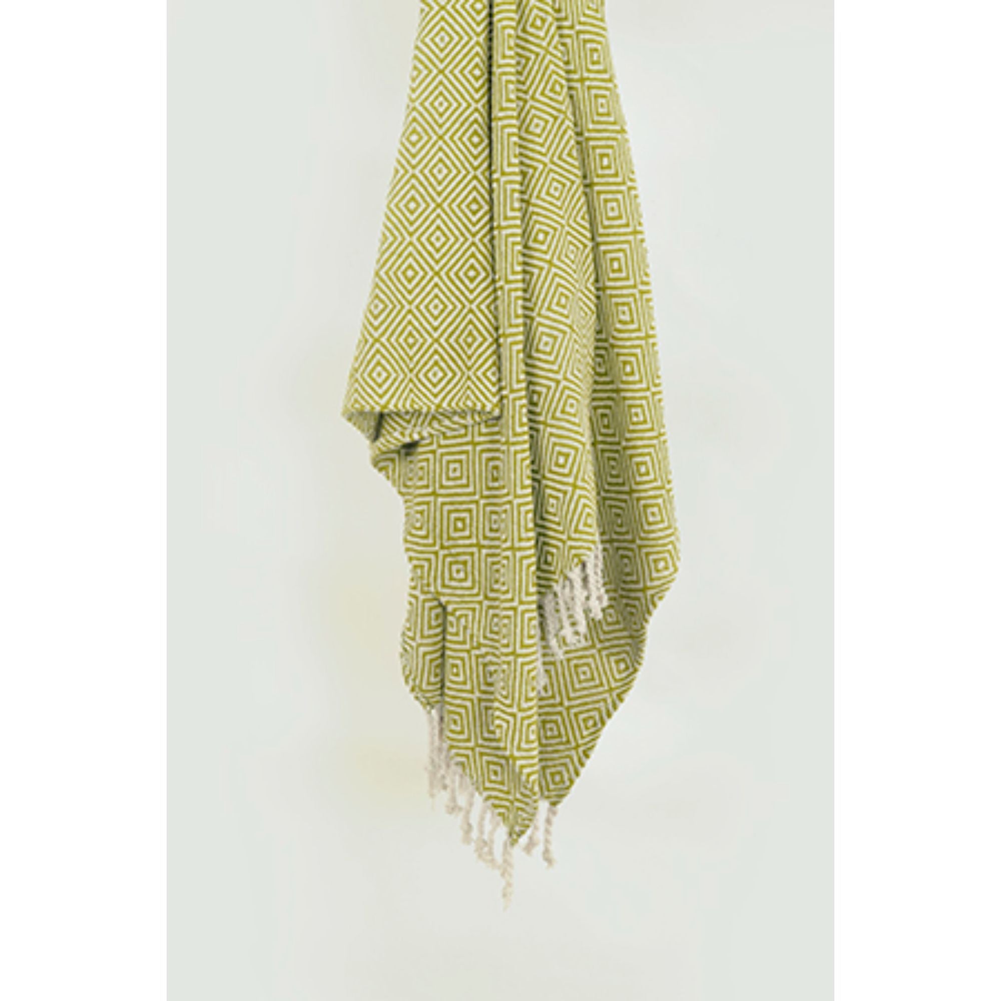 50" X 60" Citrine Cotton Woven Geometric Throw Blanket with Fringe