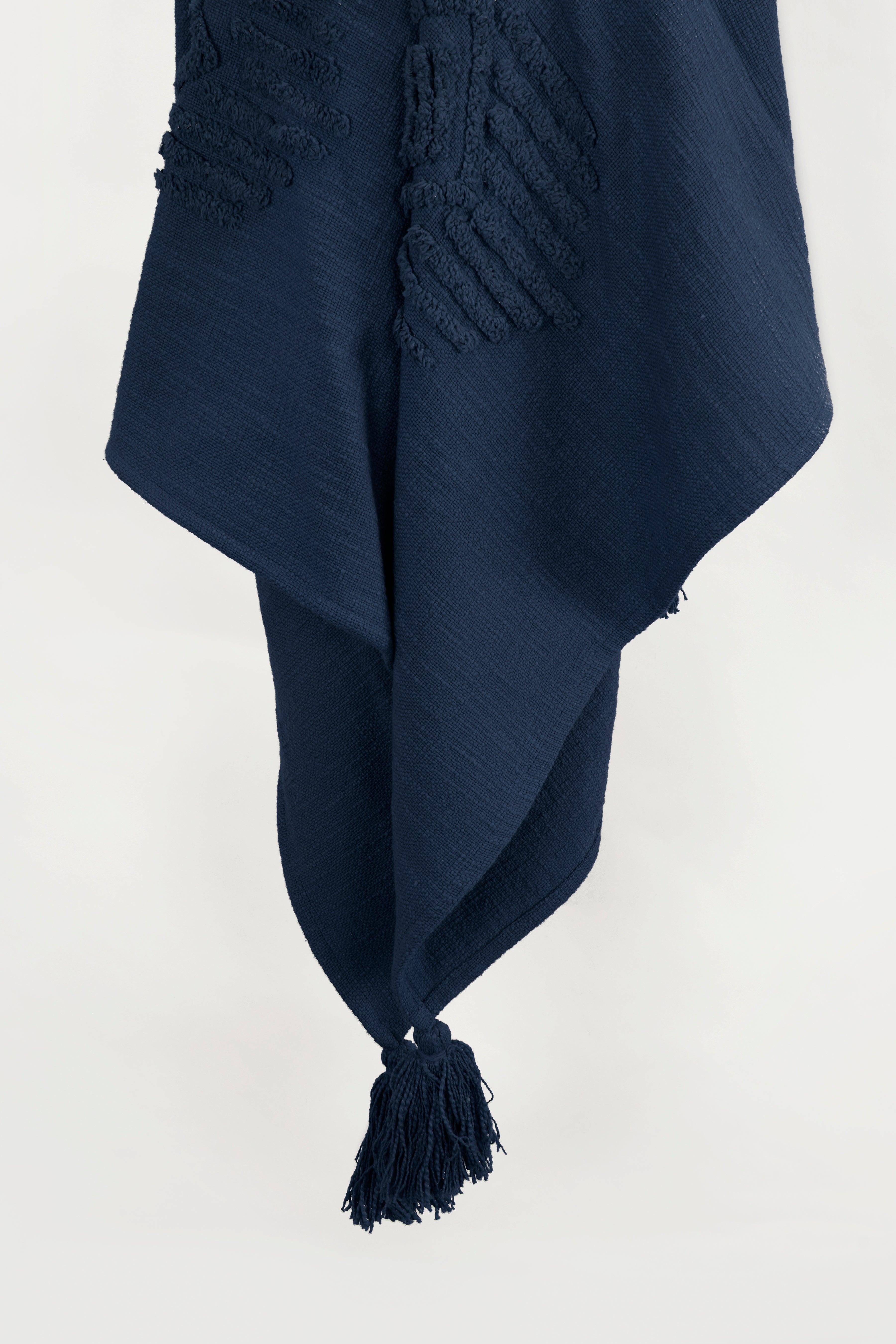 50" X 60" Blue Cotton Woven Ikat Throw Blanket with Tassels