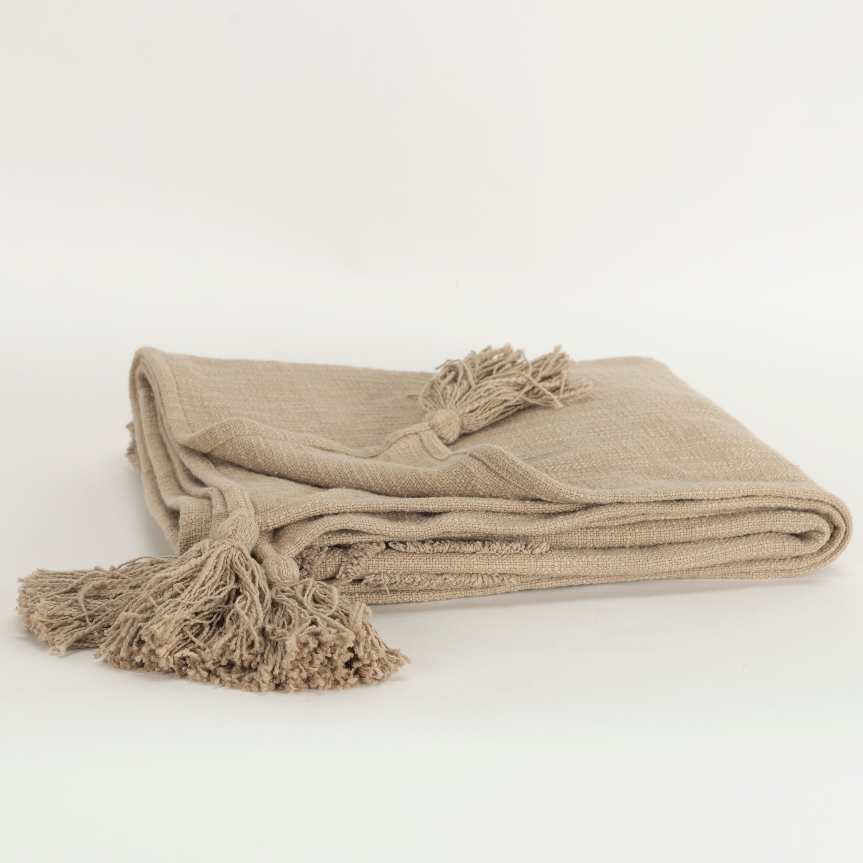 50" X 60" Brown Cotton Woven Ikat Throw Blanket with Tassels