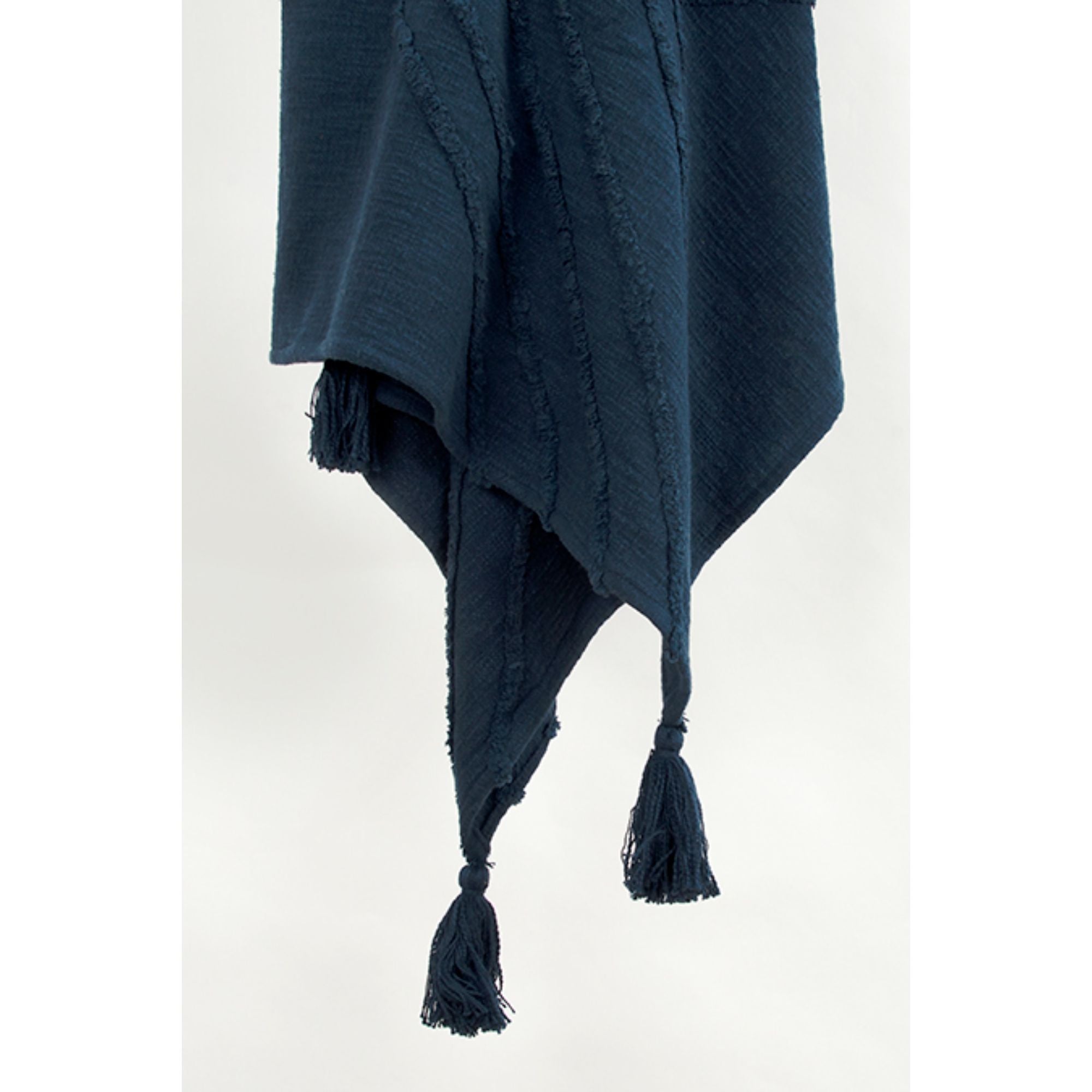 50" X 60" Blue Cotton Woven Geometric Throw Blanket with Tassels