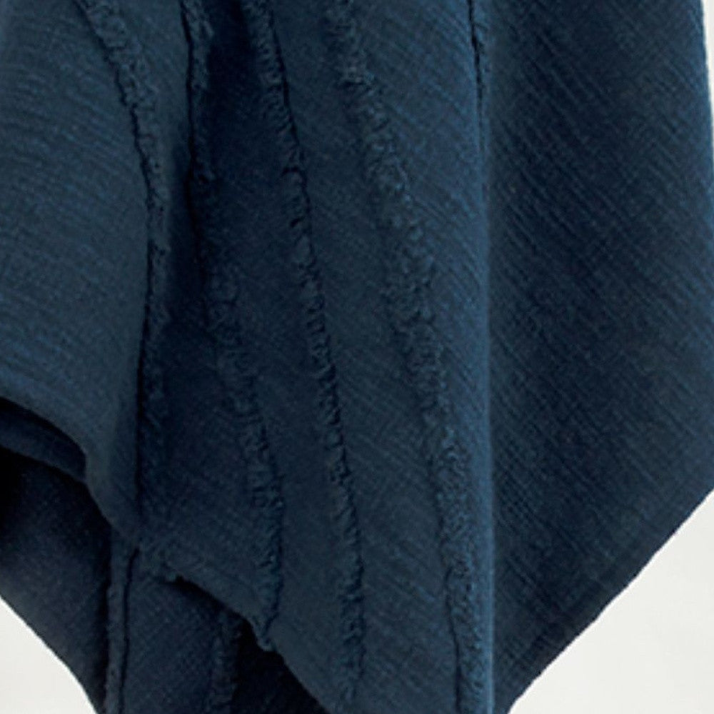 50" X 60" Blue Cotton Woven Geometric Throw Blanket with Tassels