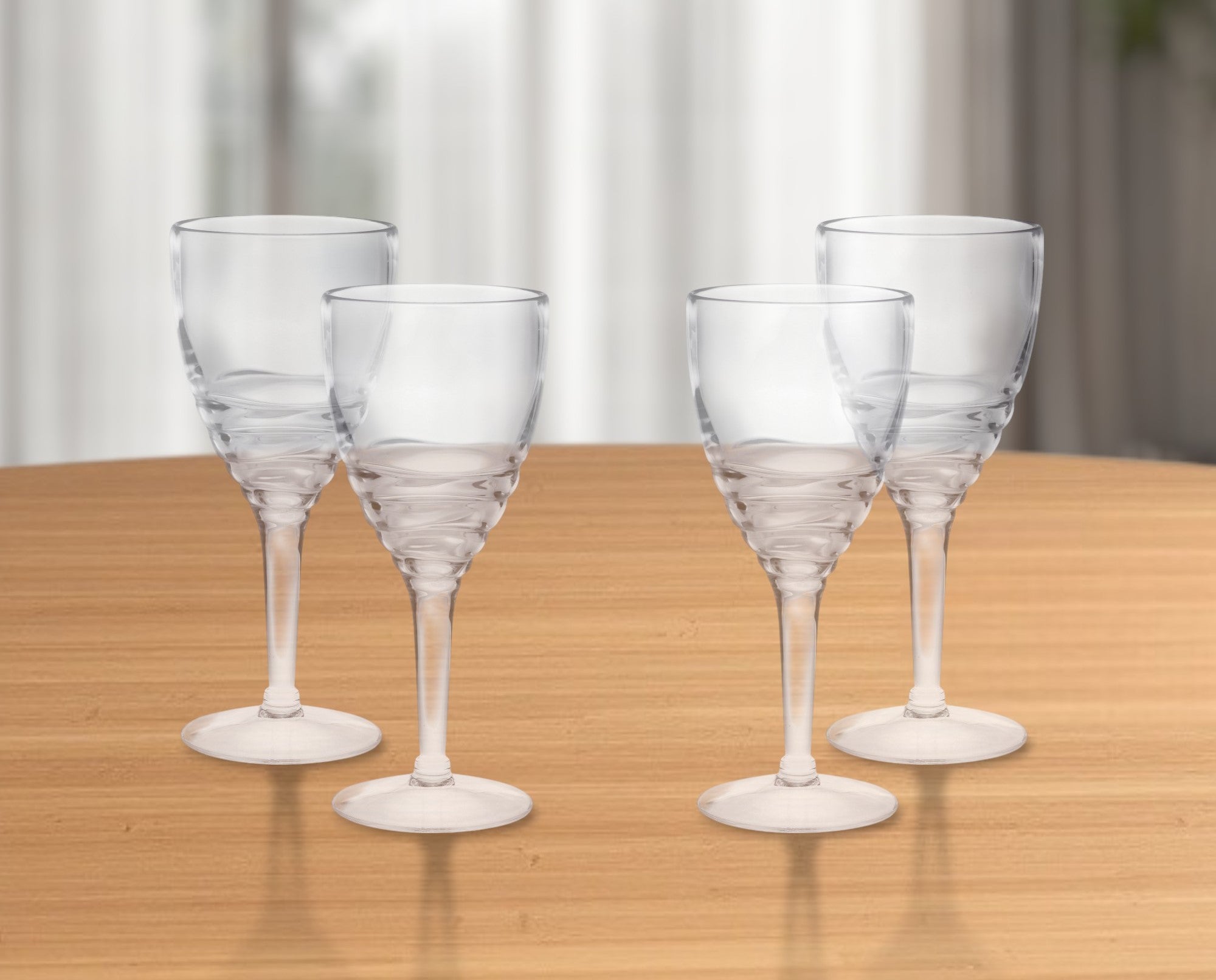 Set of Four Clear Swirl Acrylic Stemmed All Purpose Wine Glass