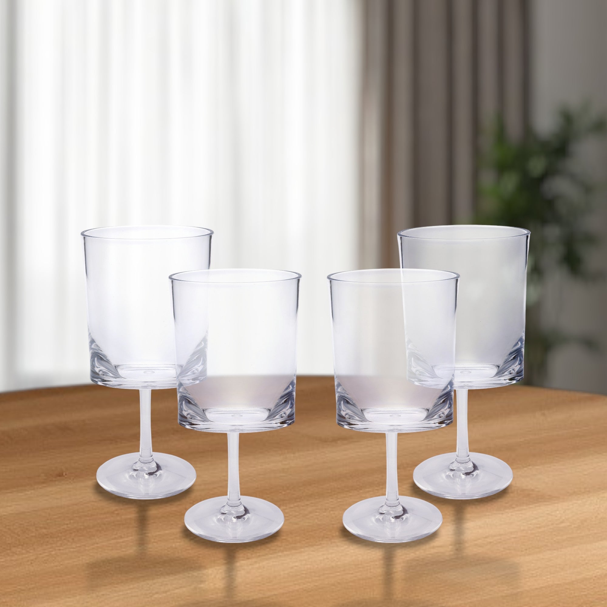 Set of Four Clear Acrylic Stemmed All Purpose Wine Glass