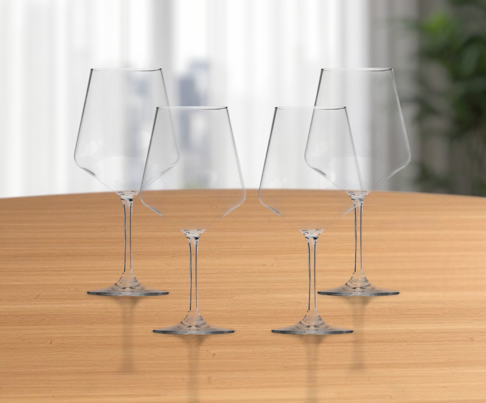 Set of Four Clear Tritan Plastic Stemmed All Purpose Wine Glasses
