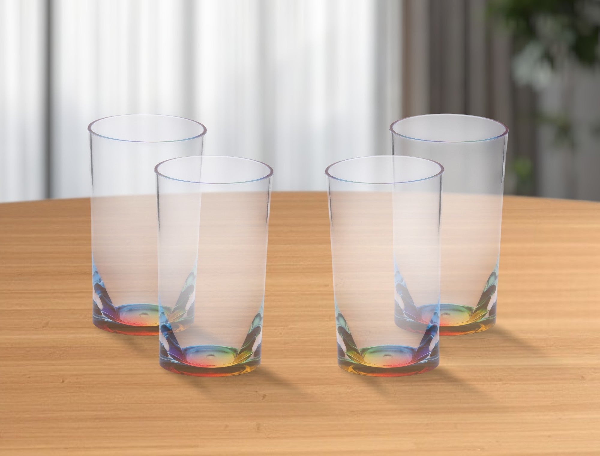 Set of Four Clear and Rainbow Acrylic Highball Glasses