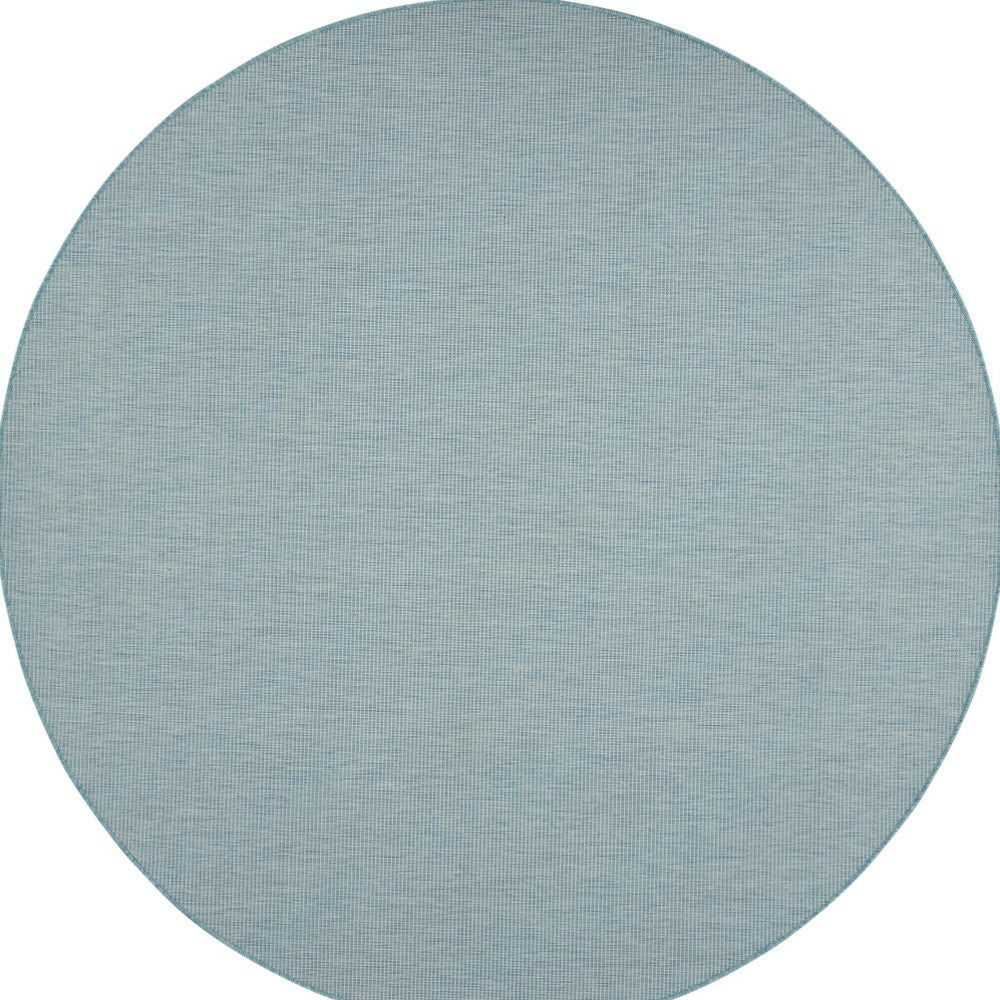 8' Aqua Round Power Loom Area Rug