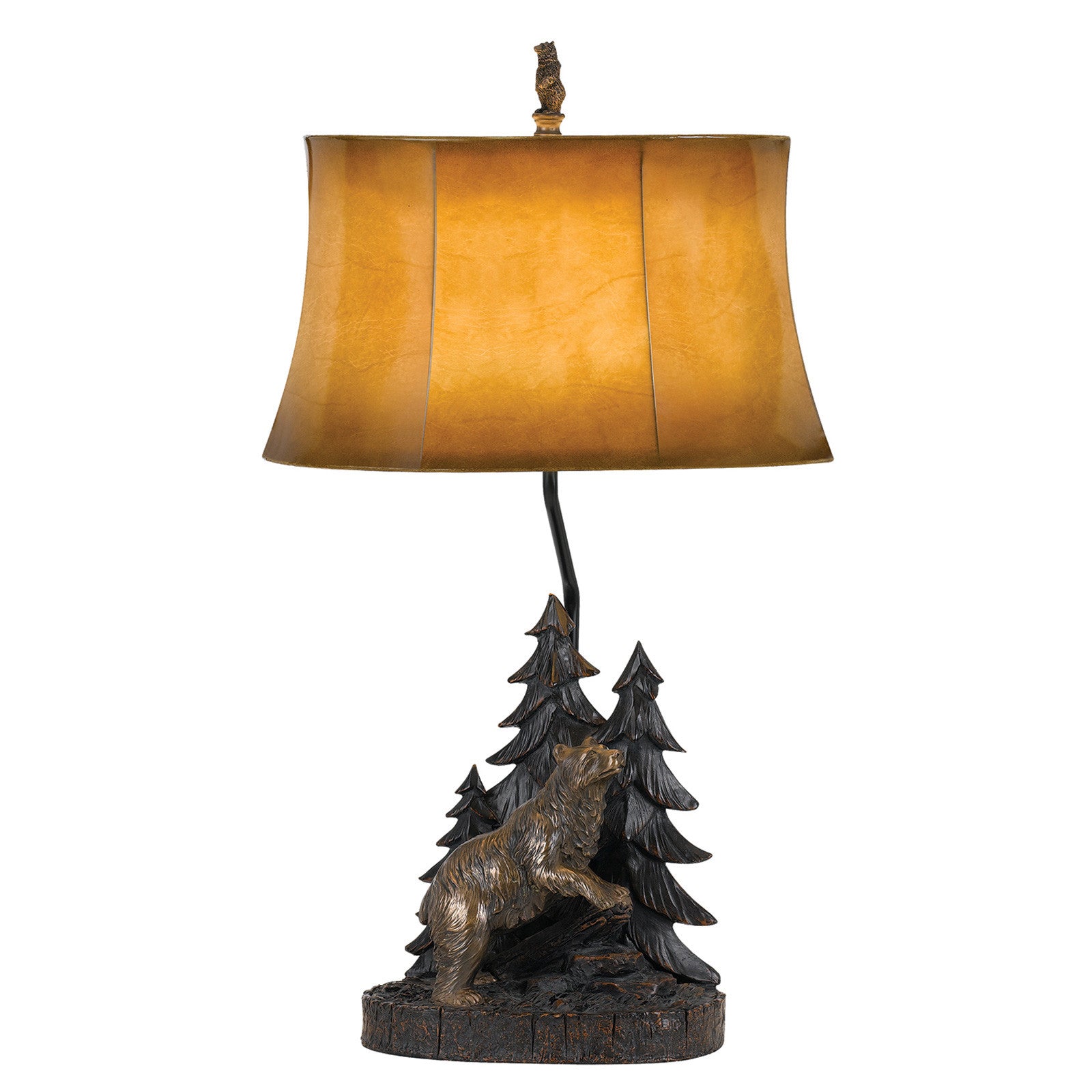 29" Antiqued Bronze Novelty Table Lamp With Brown Bell Shade