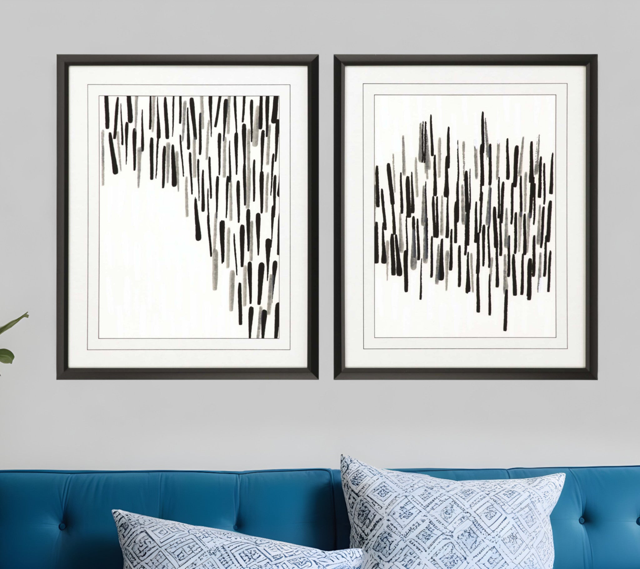 Set Of Two Tonal S/2 Black Framed Print Wall Art
