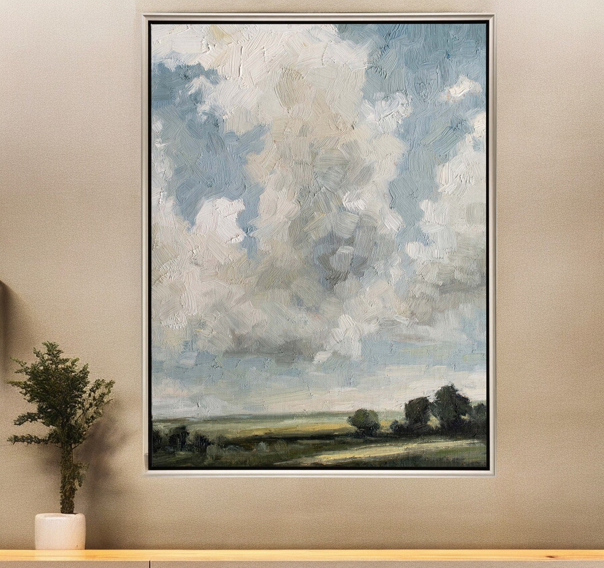 Gathering Clouds Silver Floater Frame Print Wall Art