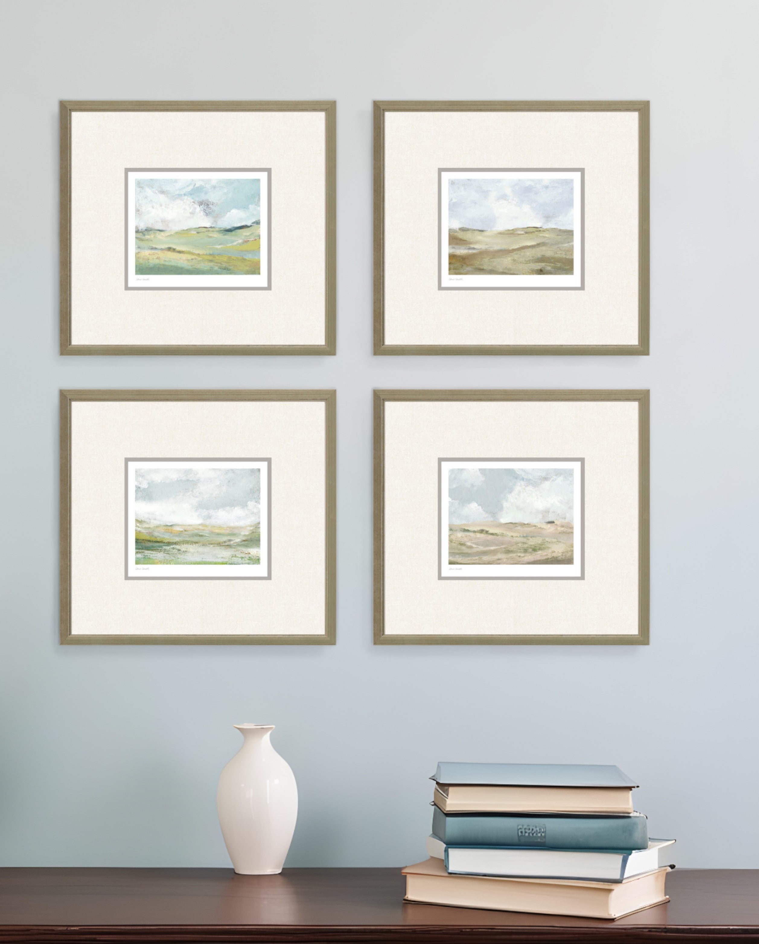 Set Of Four Afternoon Gold Framed Print Wall Art