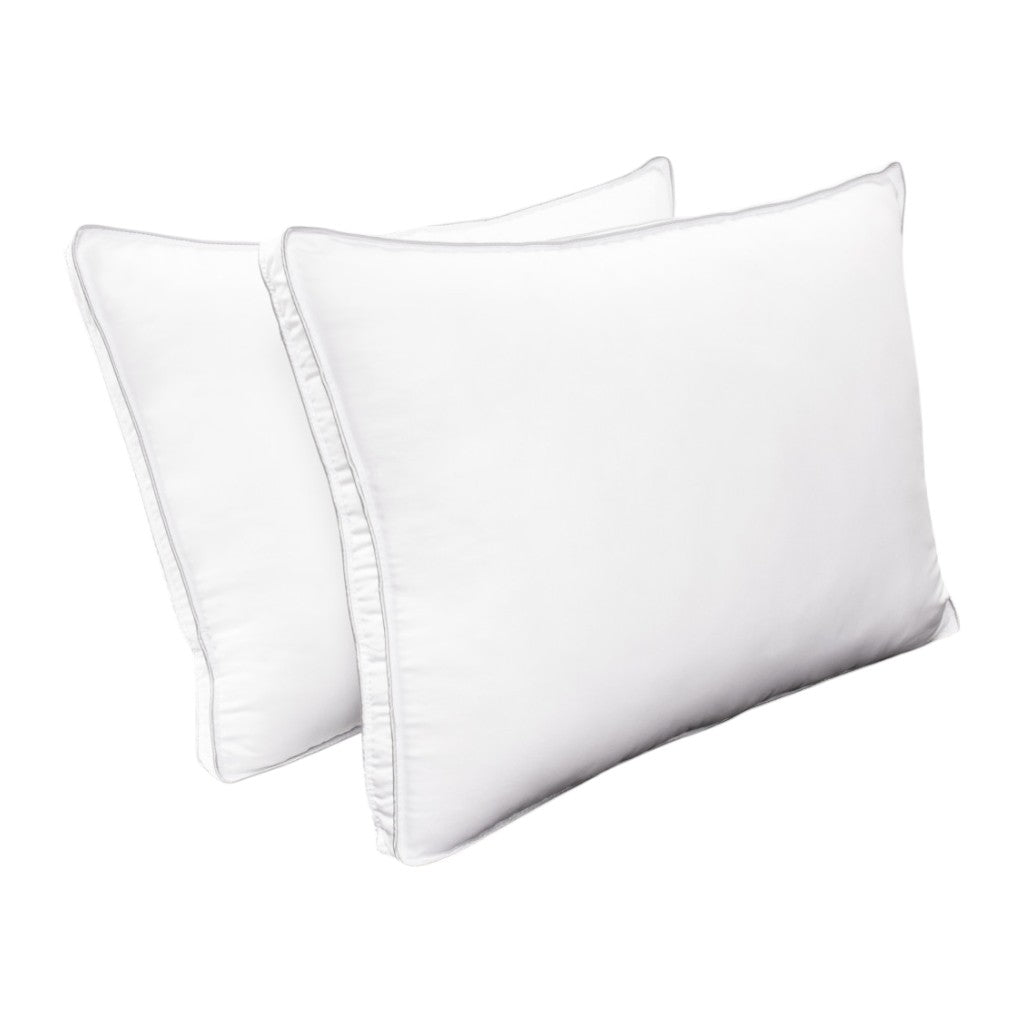 Set of Two Microfiber Down Alternative Medium Hypoallergenic Queen Size Bed Pillows