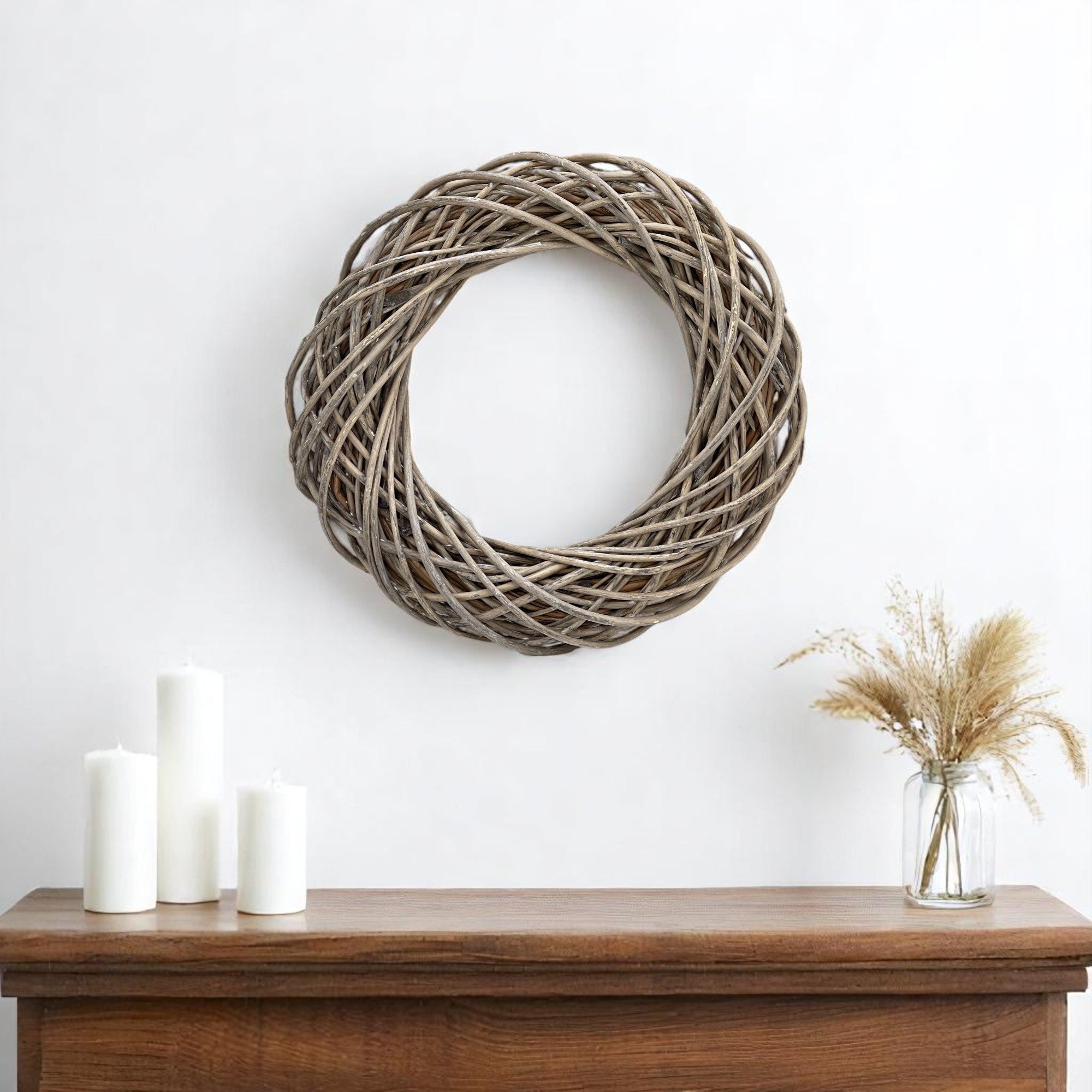 22" Natural Gray Willow Dried Wreath