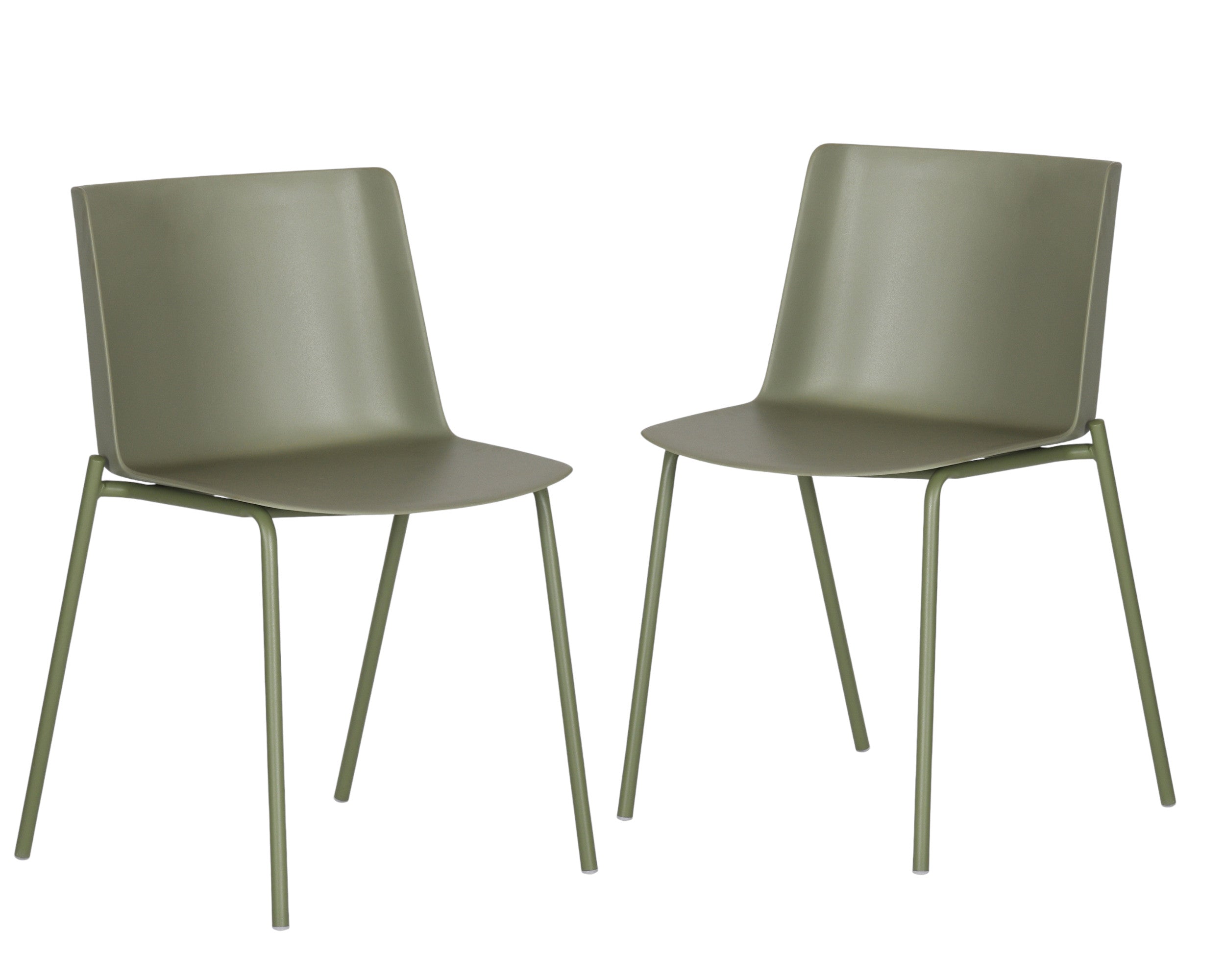 Set of Two Green Heavy Duty Plastic Outdoor Dining Chairs