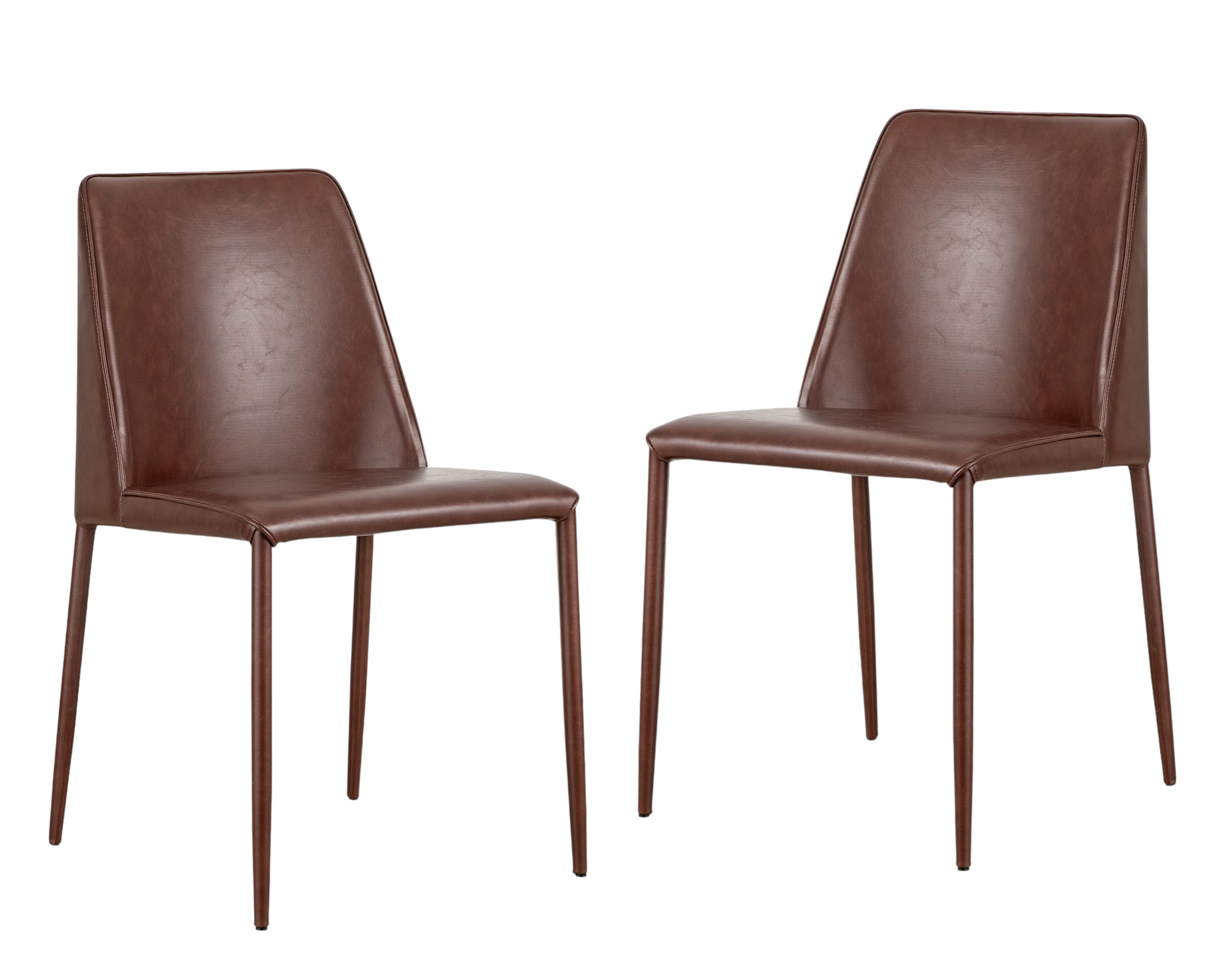 Set of Two Maroon Upholstered Faux Leather Dining Side Chairs