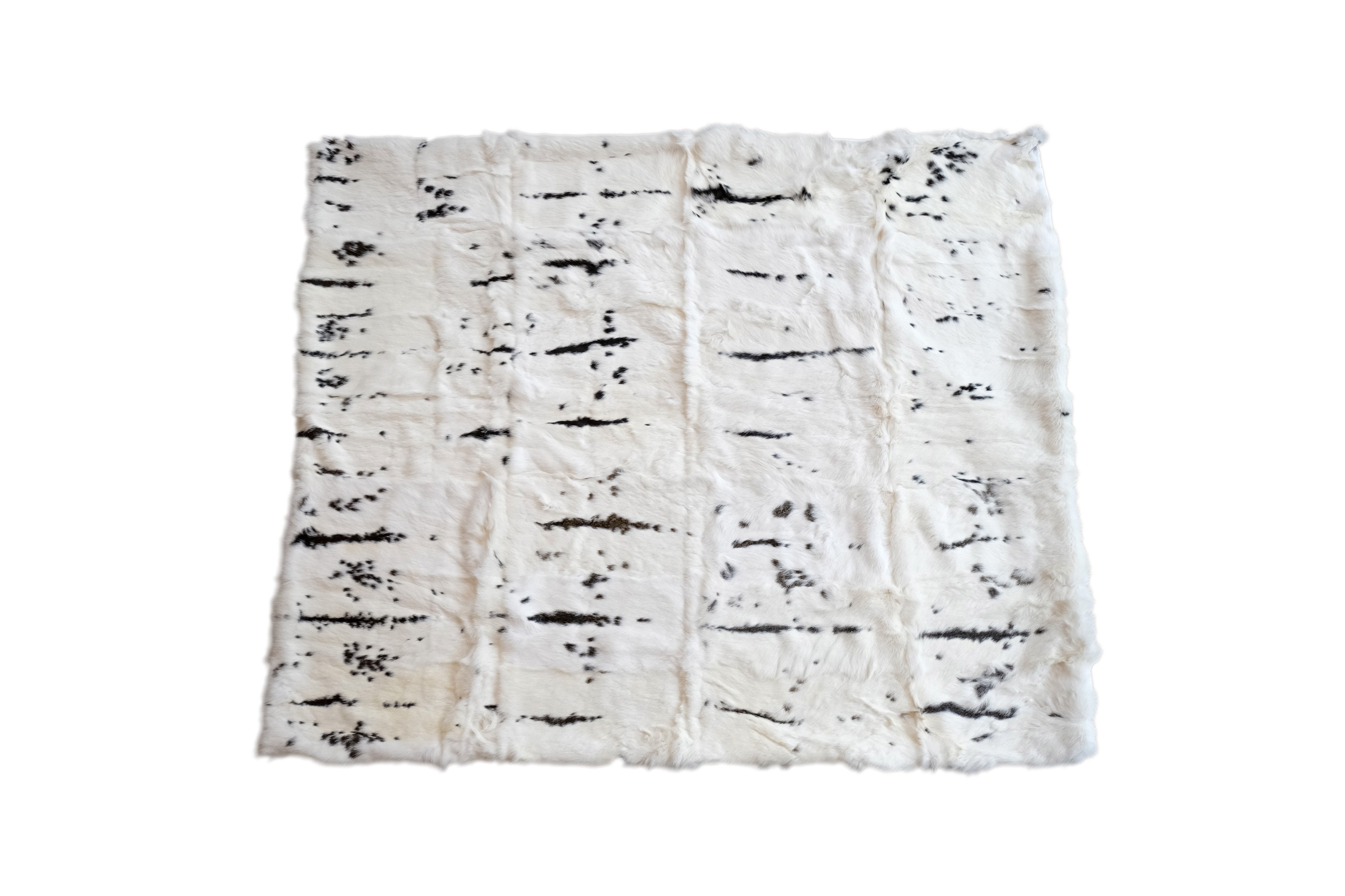 50" X 60" Black And White Rabbit Fur Plush Throw Blanket