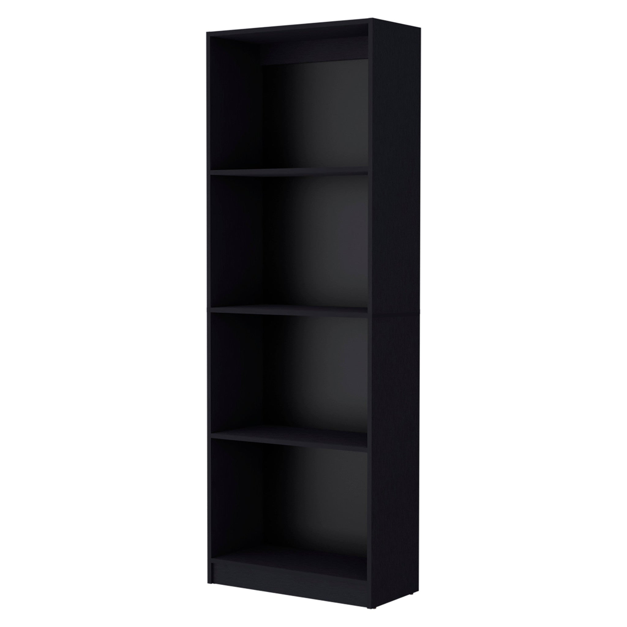 71" Black Wood Four Tier Bookcase