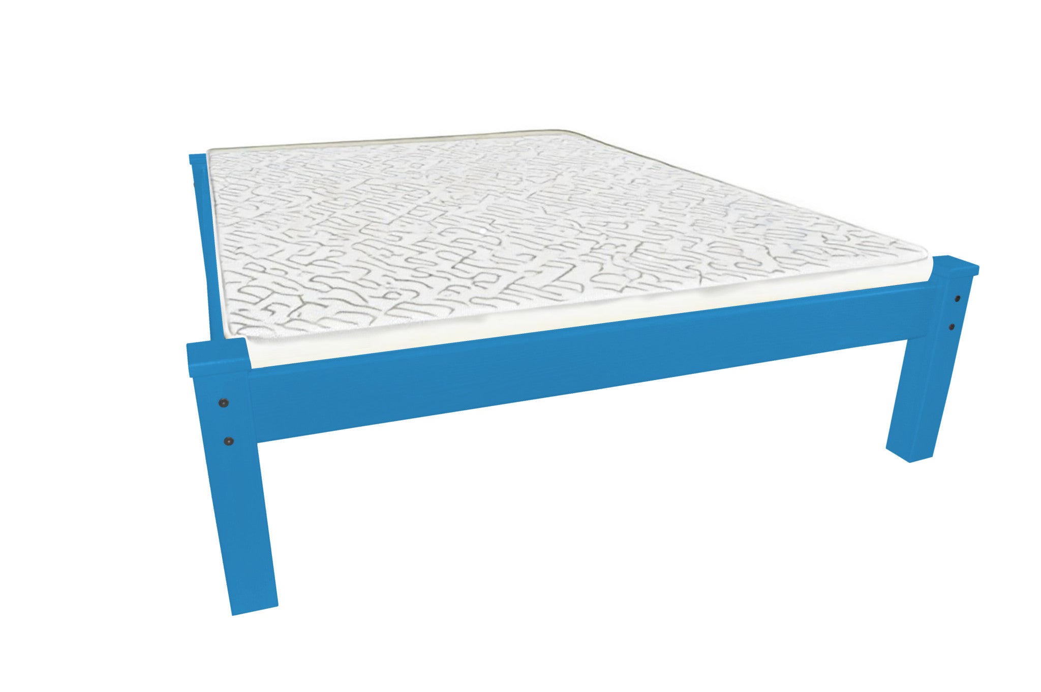 Caribbean Blue Solid Wood Full Bed Frame