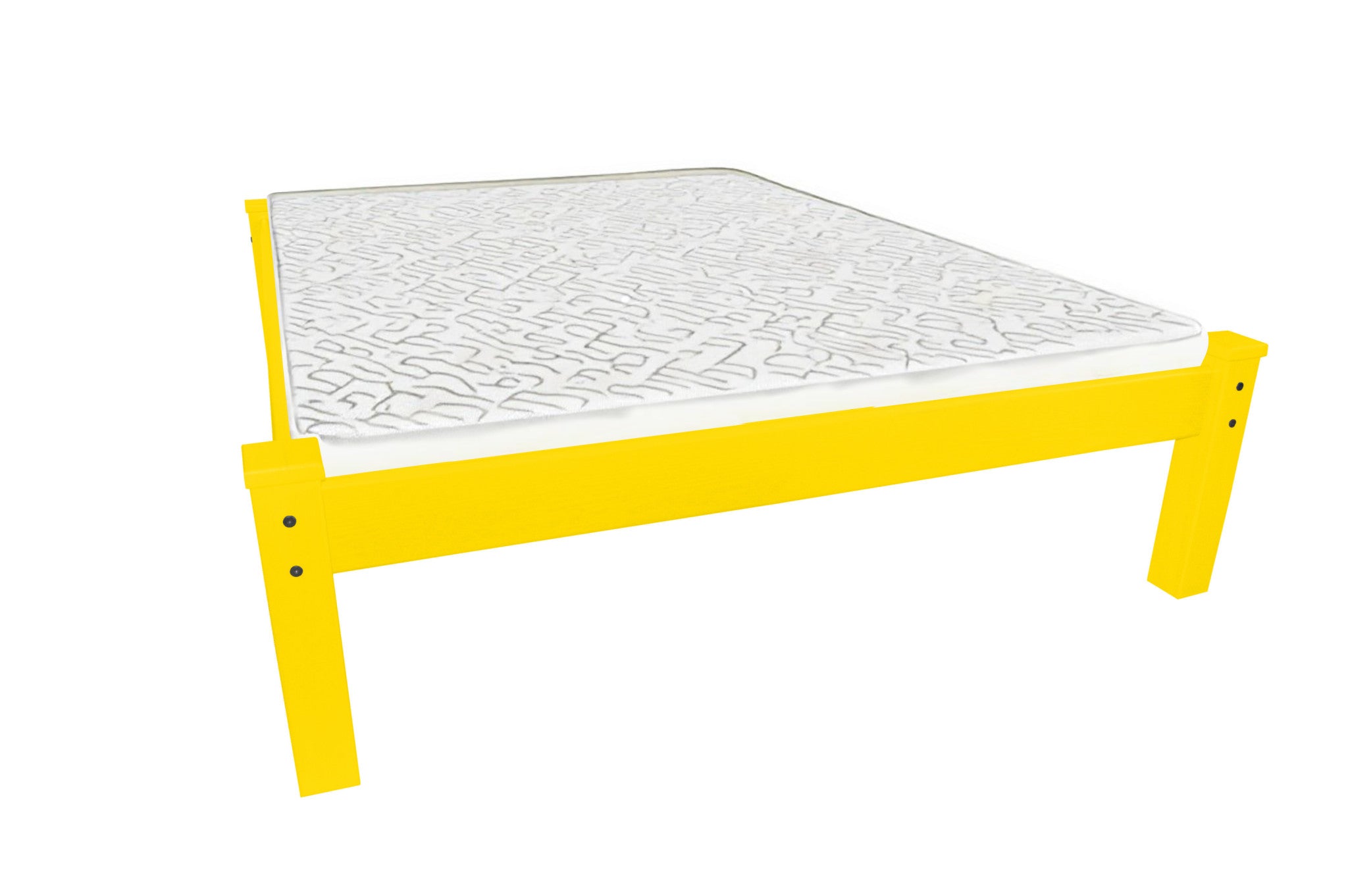 Canary Yellow Solid Wood Queen Bed Frame