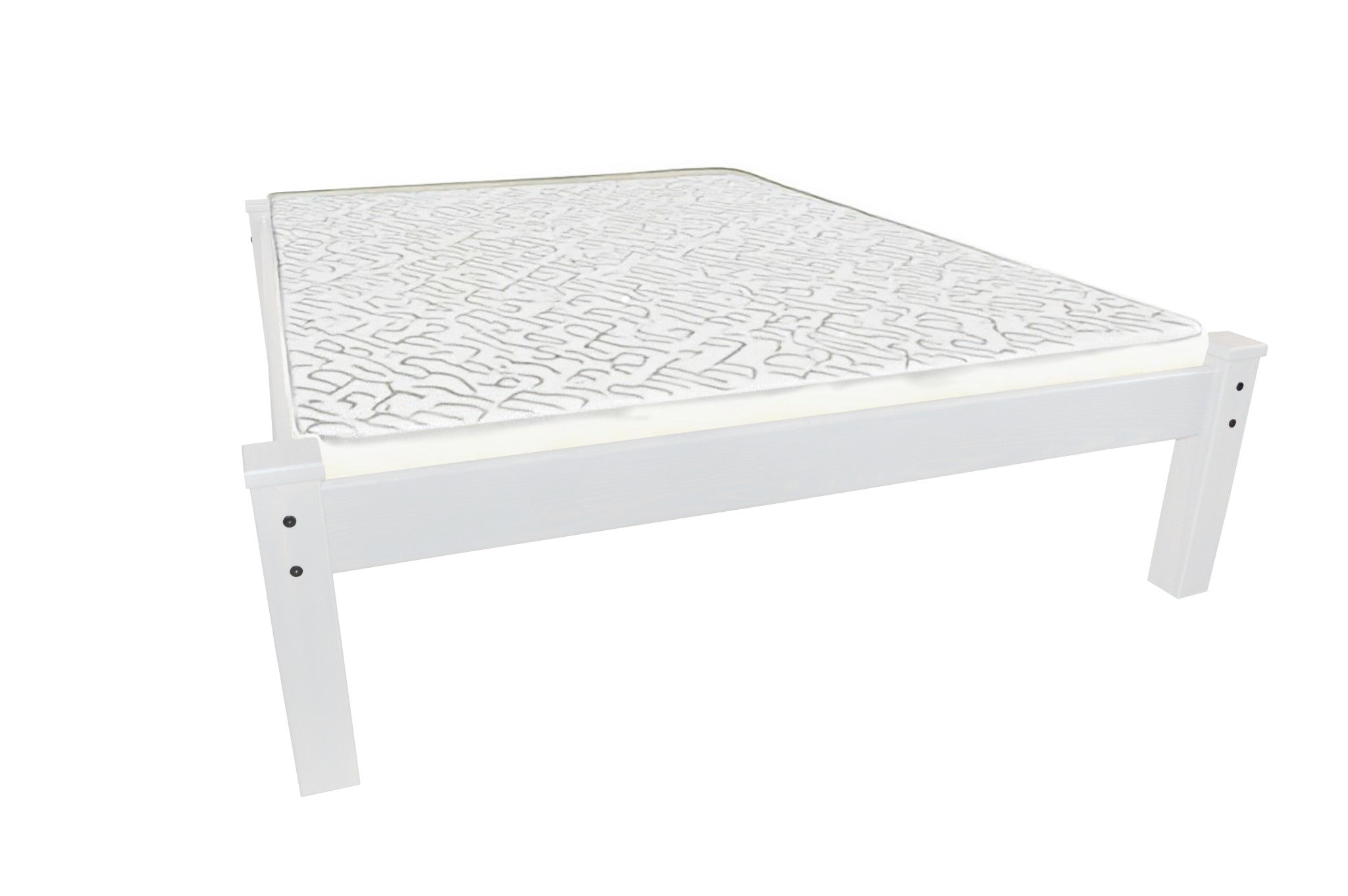 White Solid Wood Queen Bed Frame