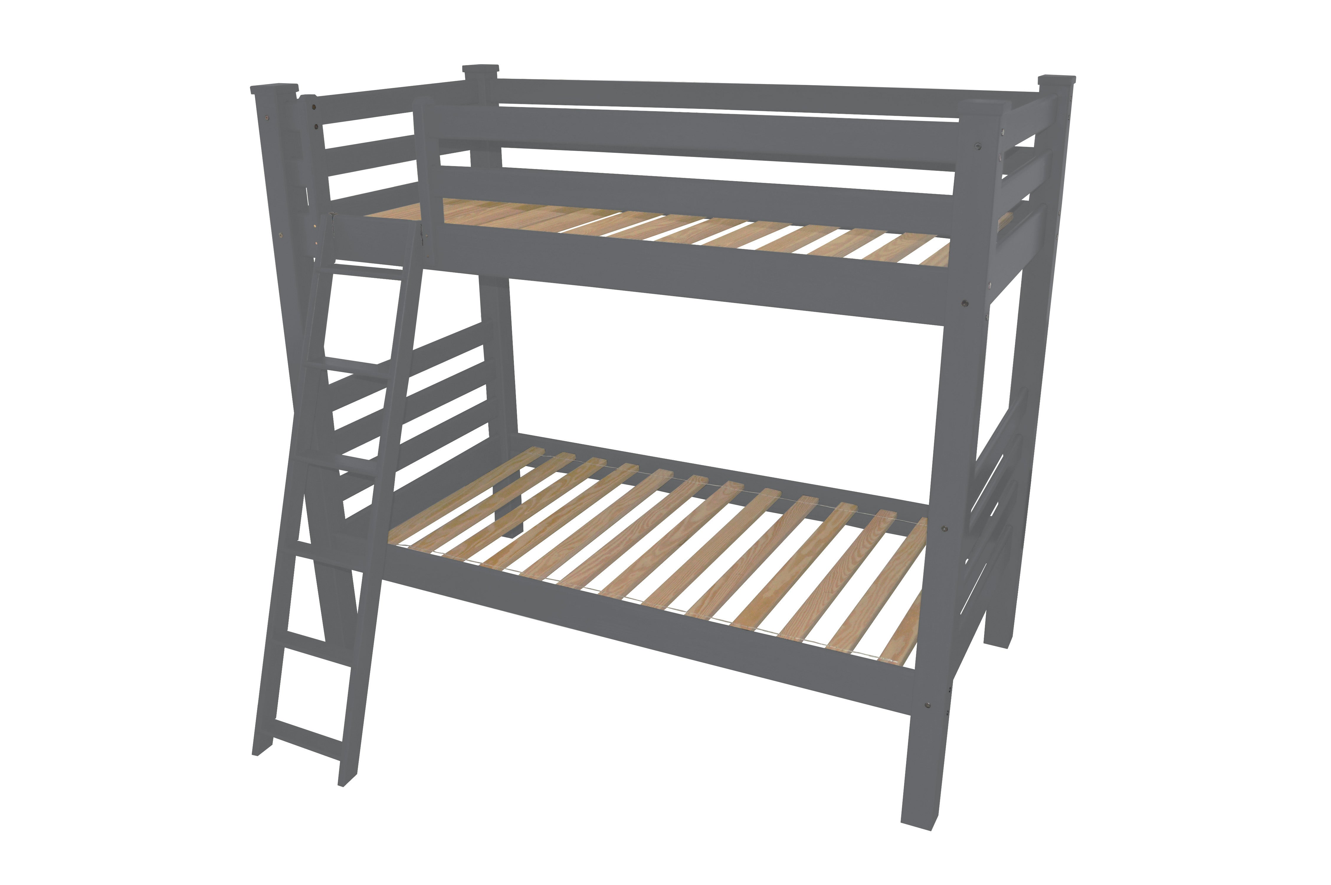 Gray Twin Traditional Solid Wood Bunk Bed