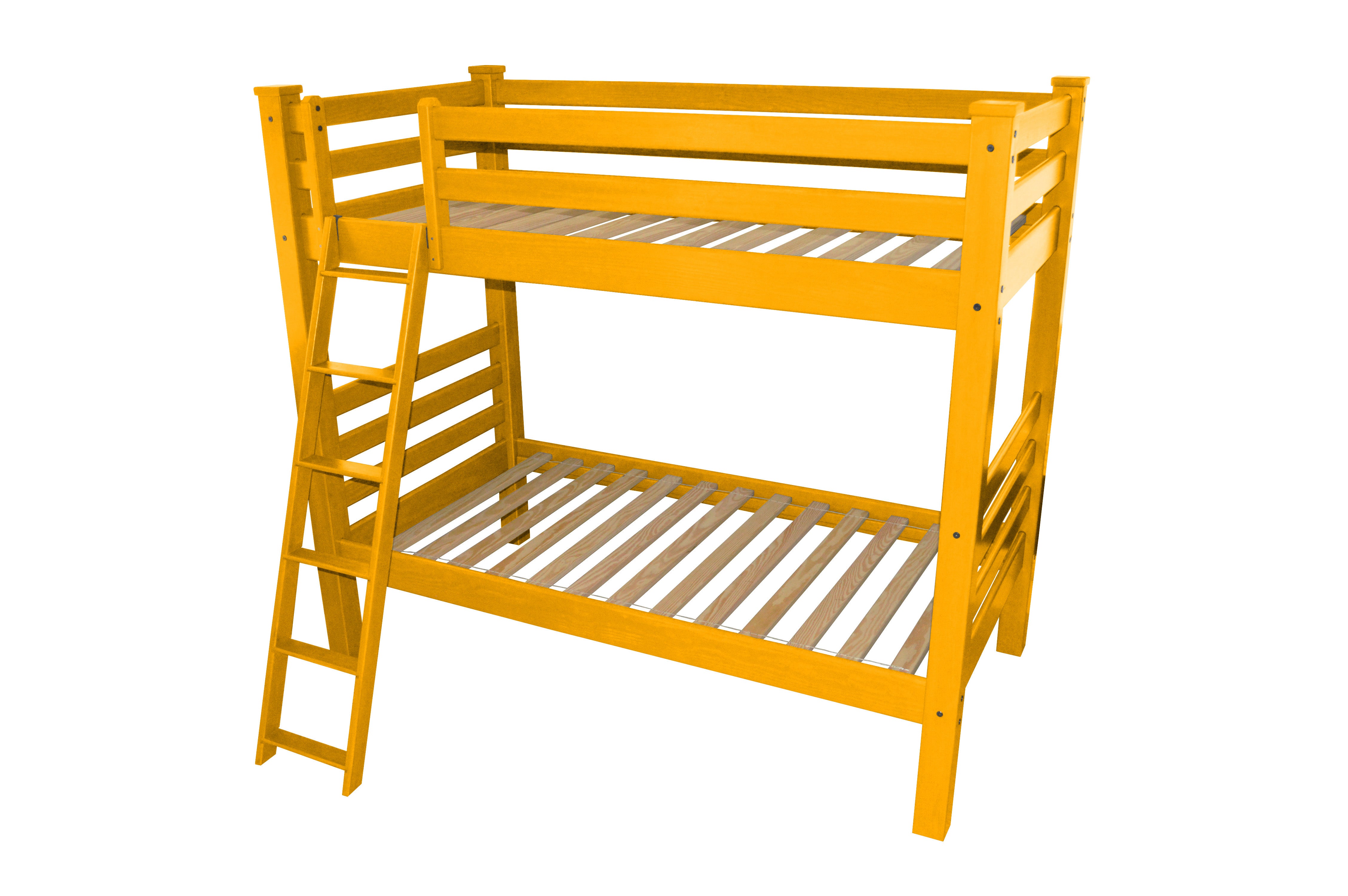 Yellow Twin Over Twin Solid Wood Bunk Bed