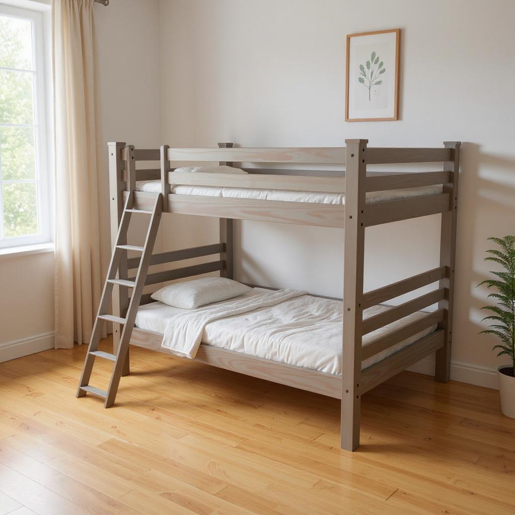 Gray Full Over Full Solid Wood Bunk Bed