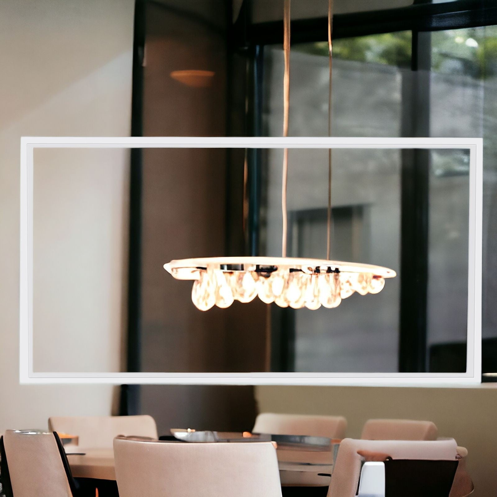 Rectangle Twelve Light Metal LED Dimmable Semi-Flush Ceiling Light