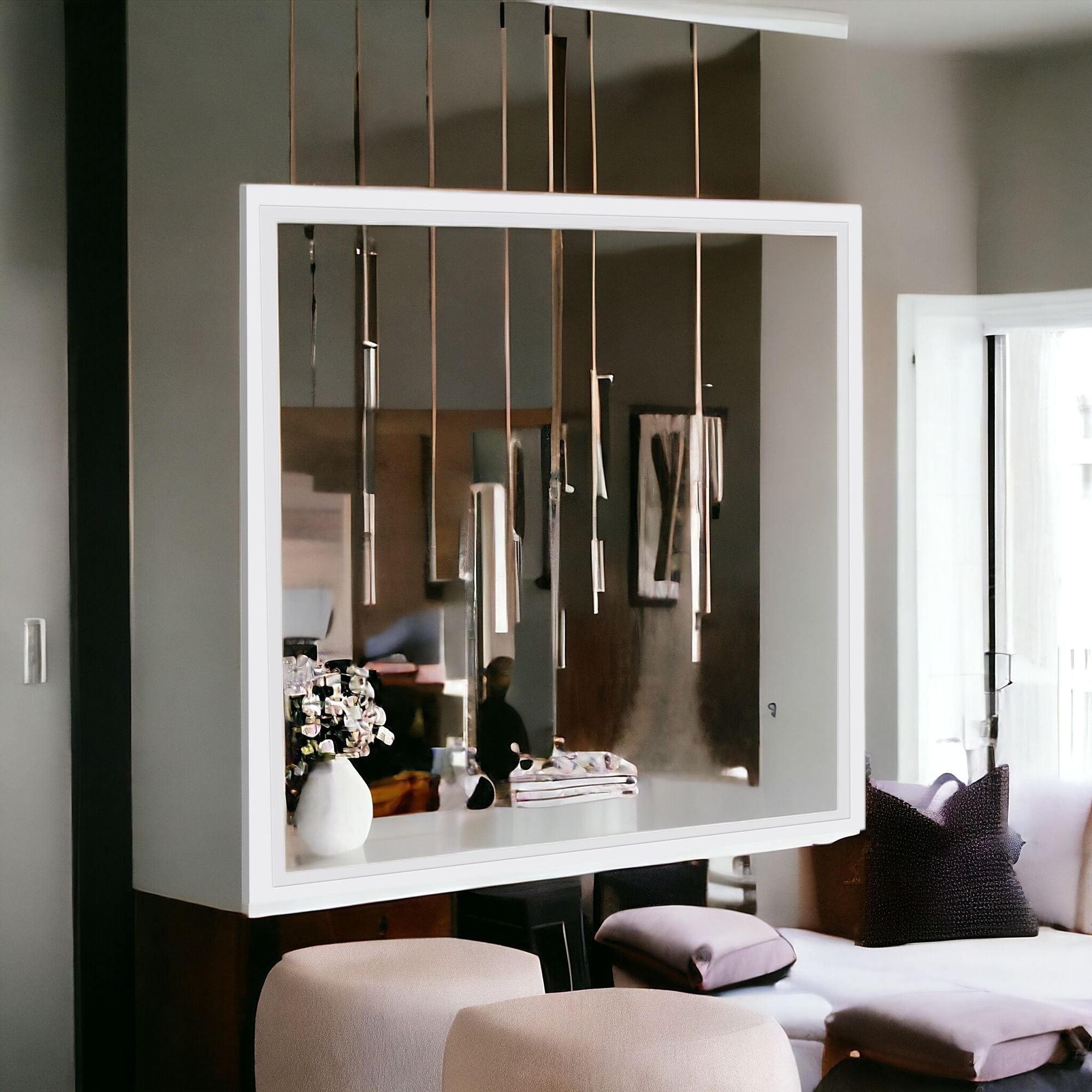 Square Square Four Light Metal LED Dimmable Semi-Flush Ceiling Light