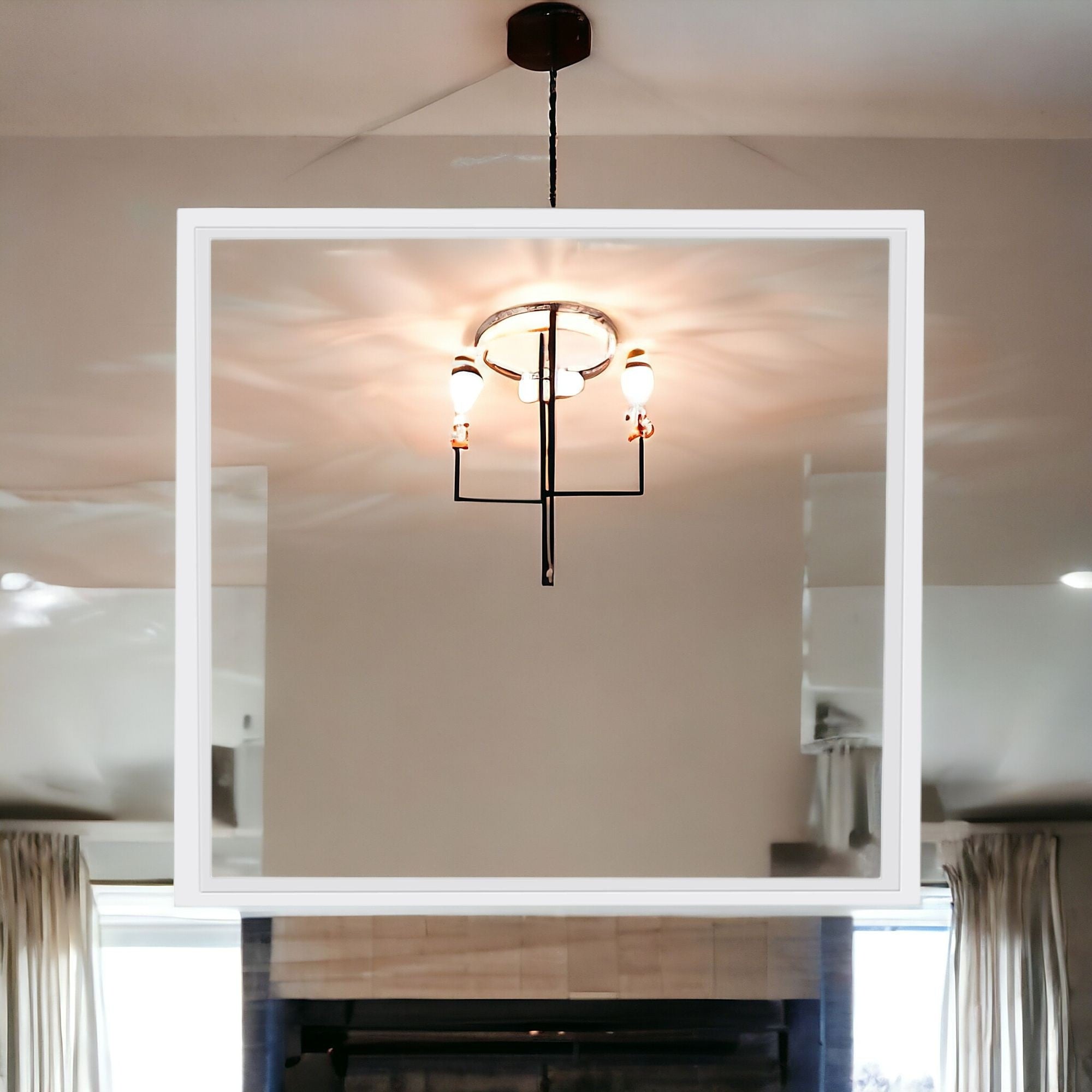 Square Square Ten Light Metal LED Dimmable Semi-Flush Ceiling Light