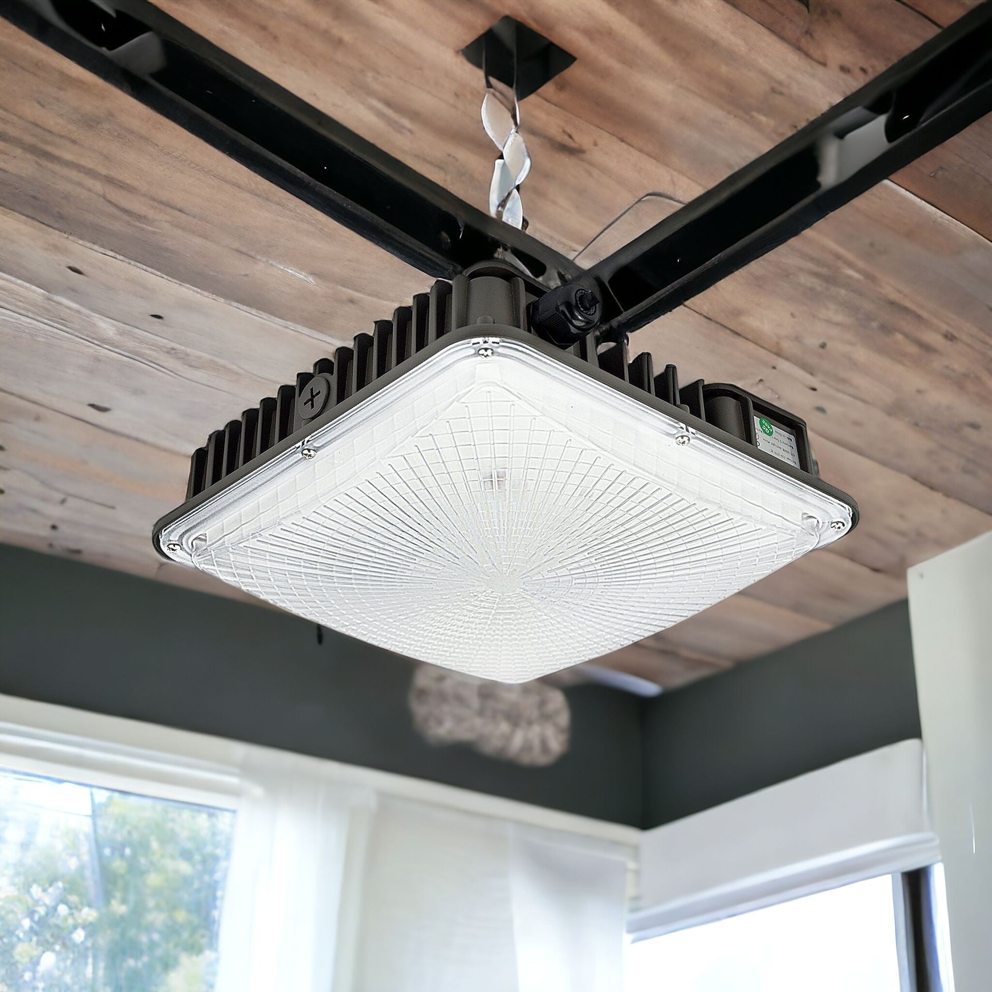 Square Square Two Light Metal LED Ceiling Light