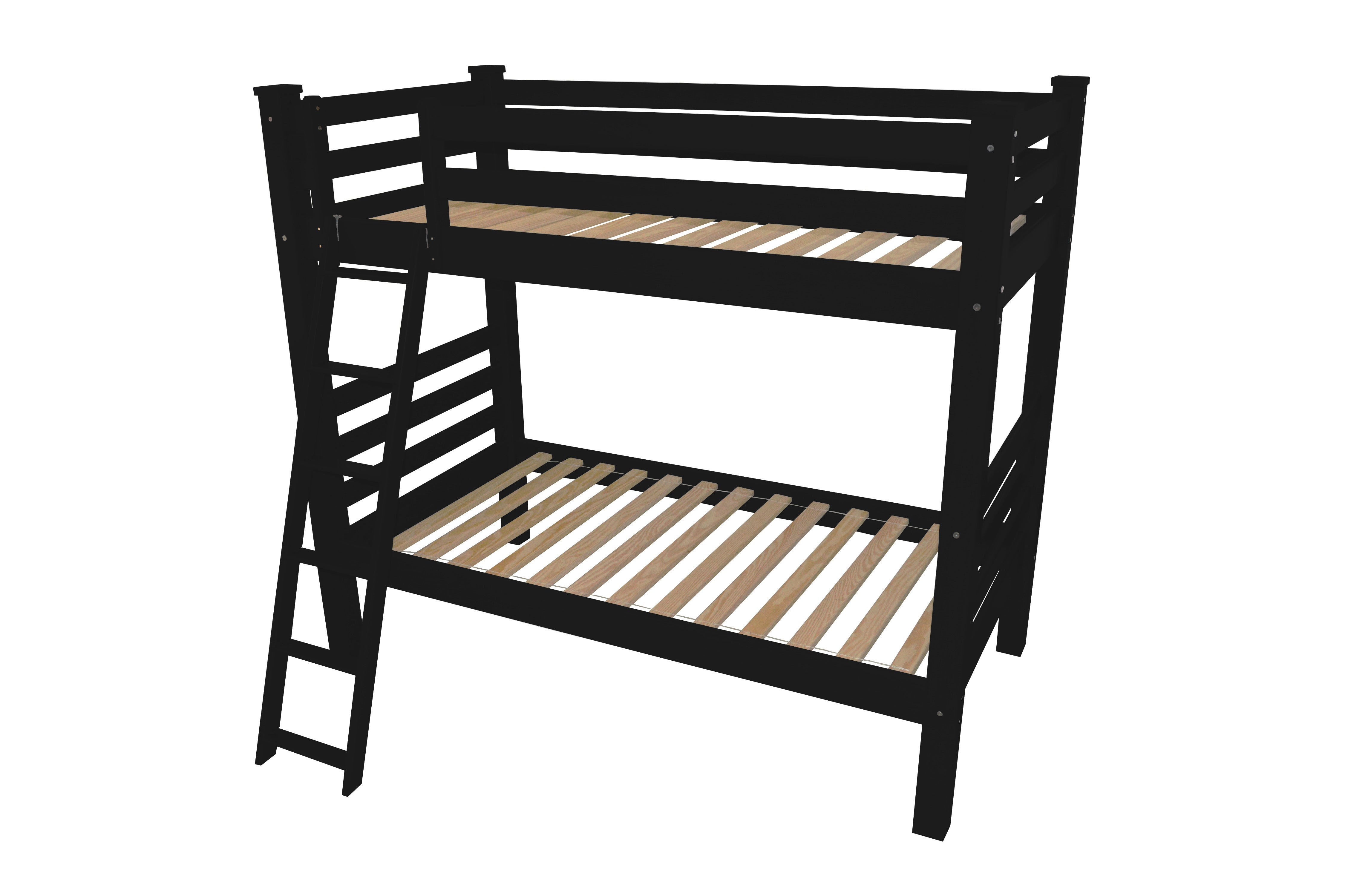 Black Queen Over Queen Solid Wood Bunk Bed