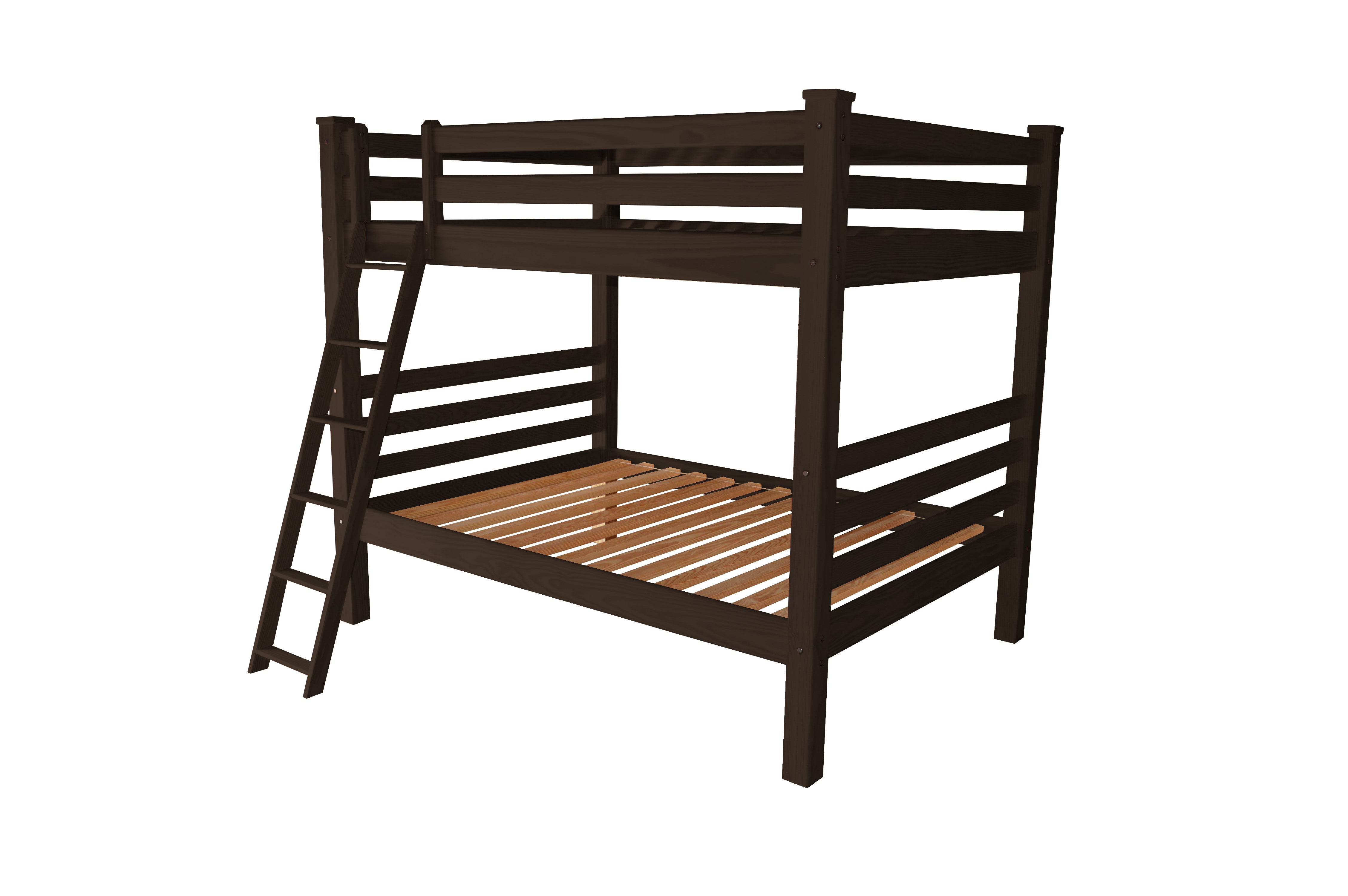 Brown Queen Over Queen Solid Wood Bunk Bed