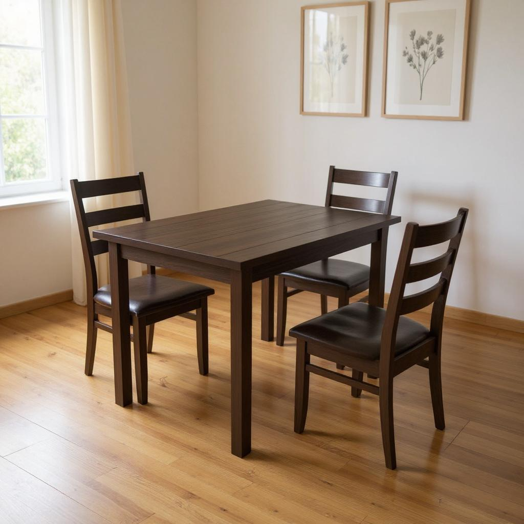 60" Dark Brown Solid Wood Dining Table