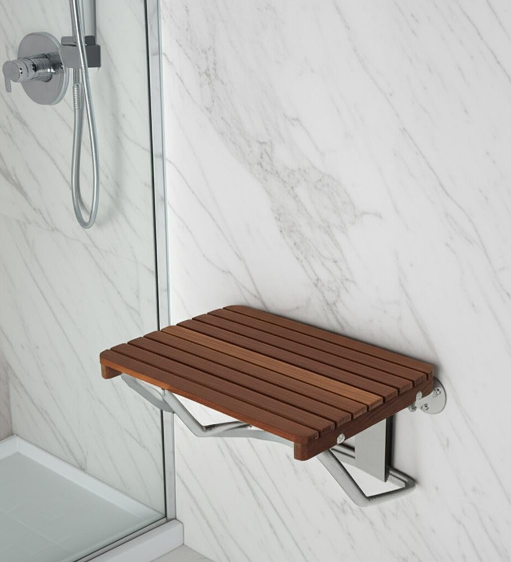 14" X 20" Brown Teak Rectangular Shower Bench