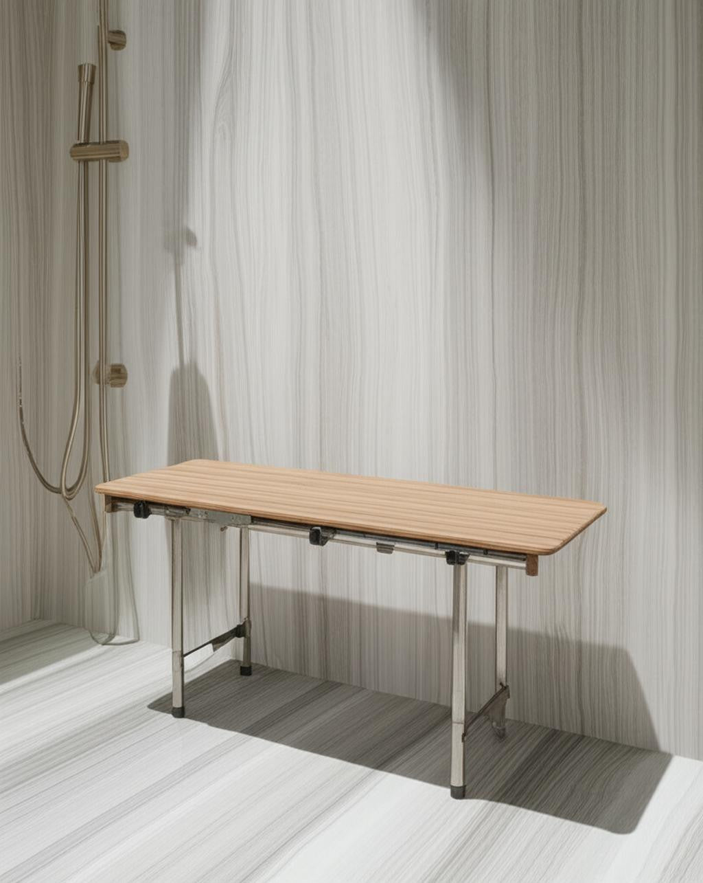 18" X 18" Brown Teak Rectangular Shower Bench