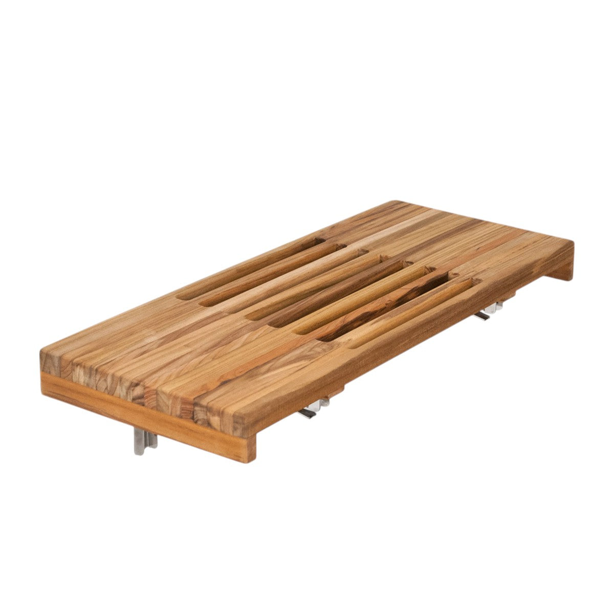 30" Brown Wall Mount Teak Rectangular Shower Bench