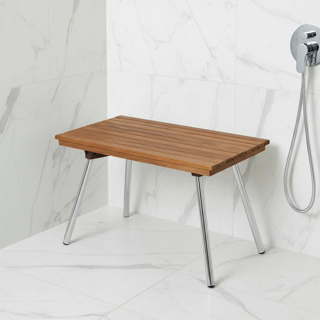 16" X 25" Brown Teak Rectangular Shower Bench