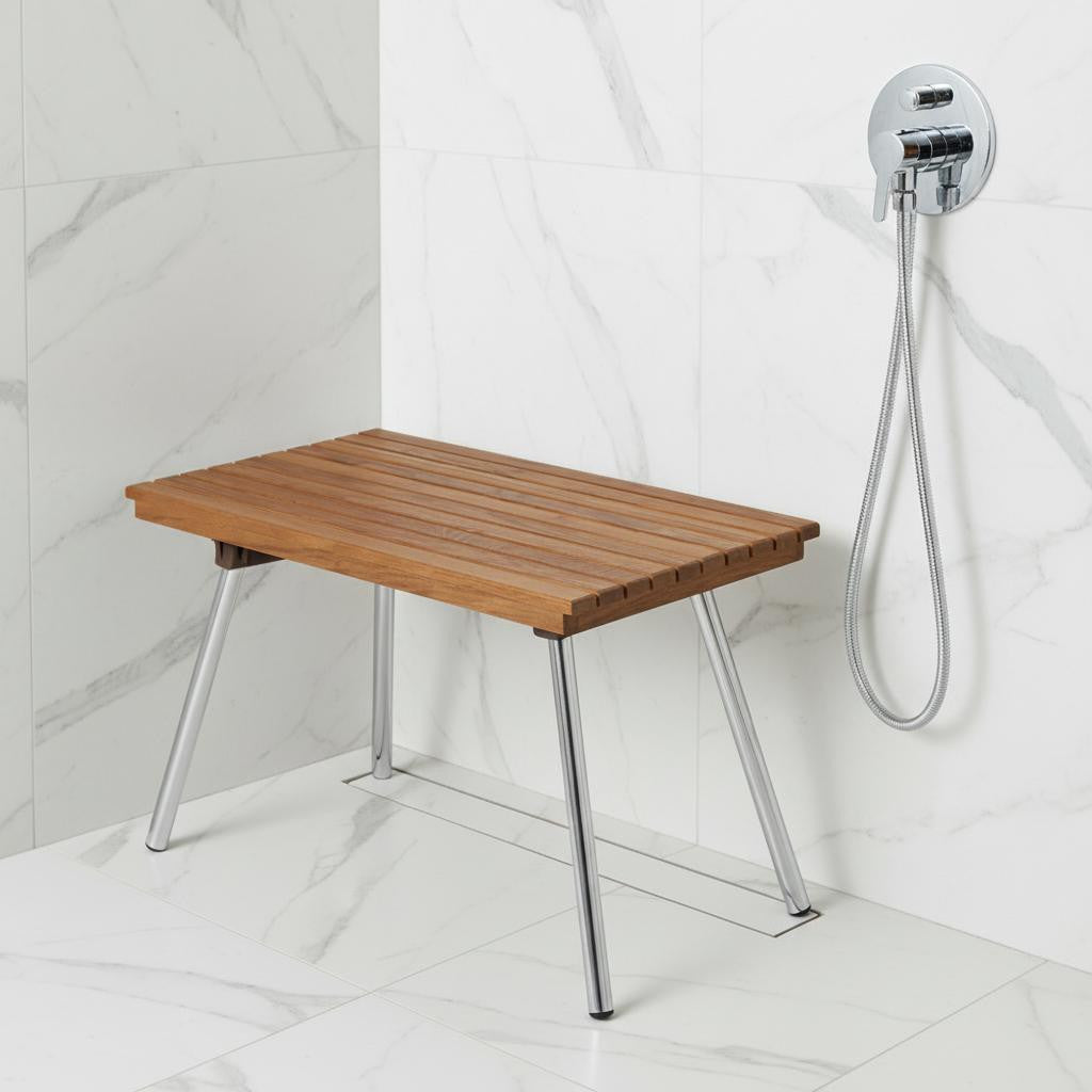 16" X 30" Brown Teak Rectangular Shower Bench