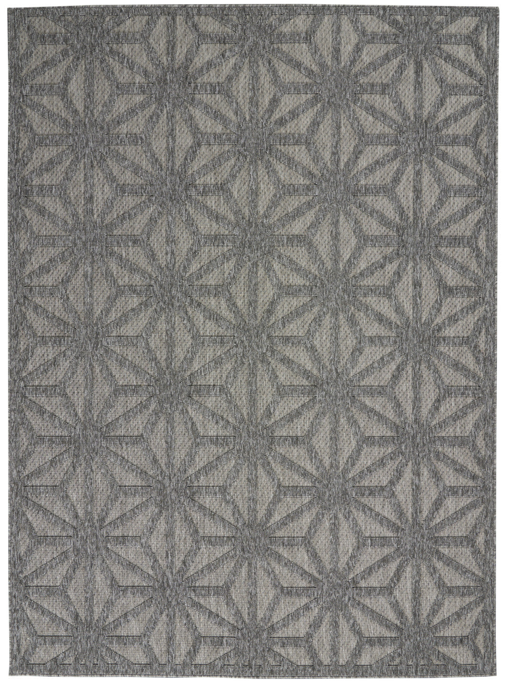 5' X 7' Dark Gray And Light Gray Geometric Indoor Outdoor Area Rug