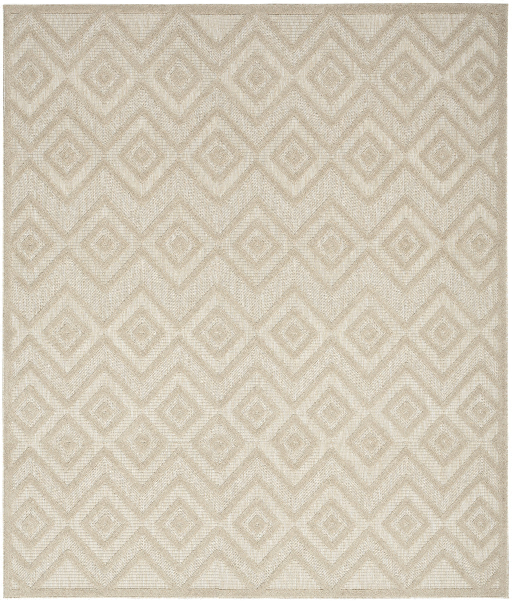 9' X 12' Cream And Beige Geometric Indoor Outdoor Area Rug