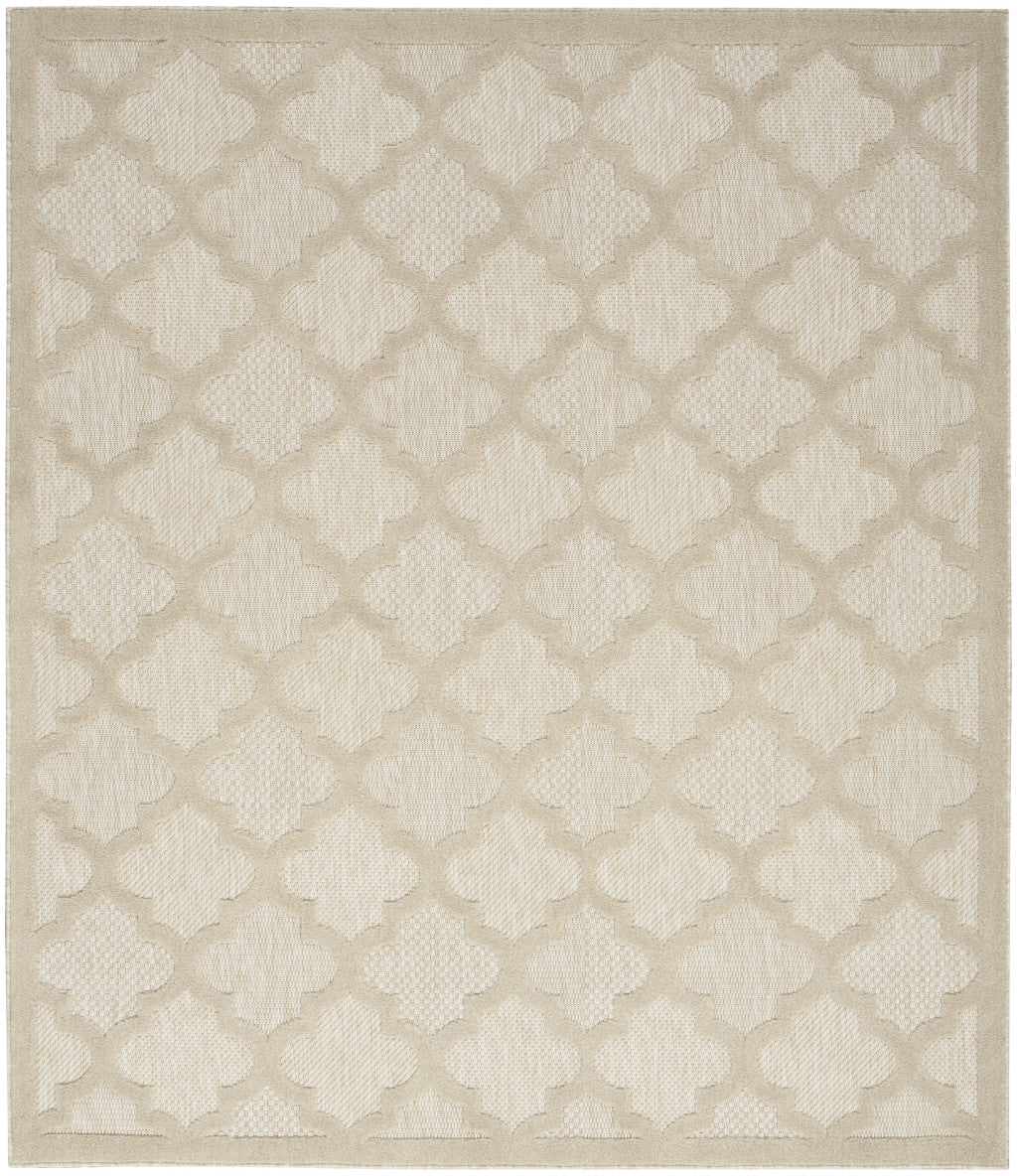 9' X 12' Cream And Beige Trellis Indoor Outdoor Area Rug
