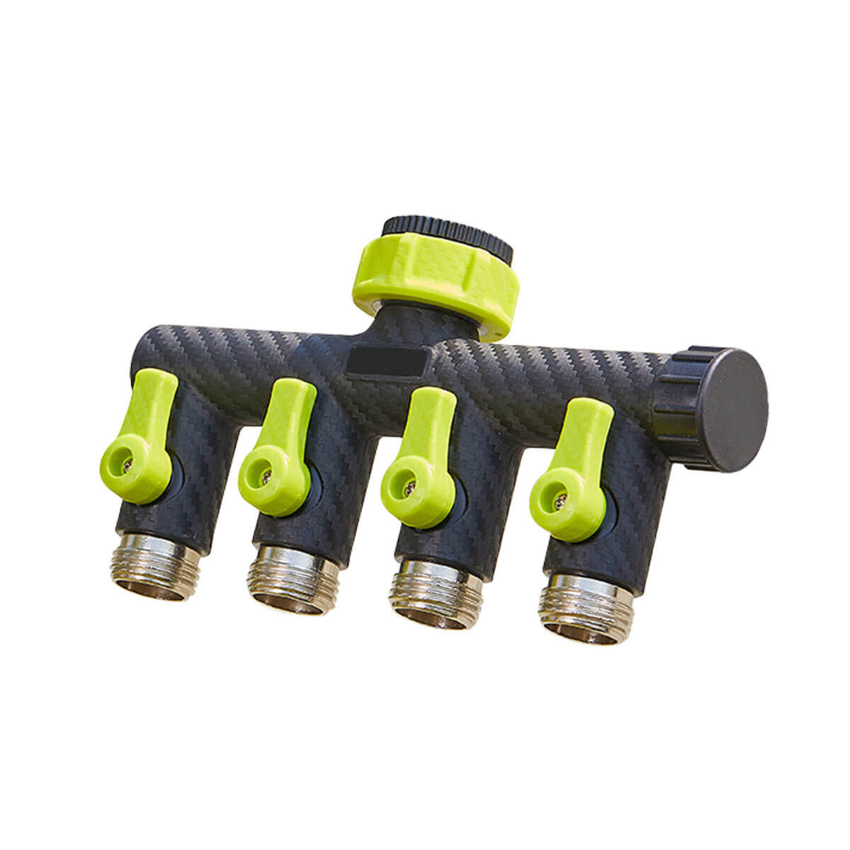 6" Black And Light Green Zinc Alloy Garden Hose Splitter