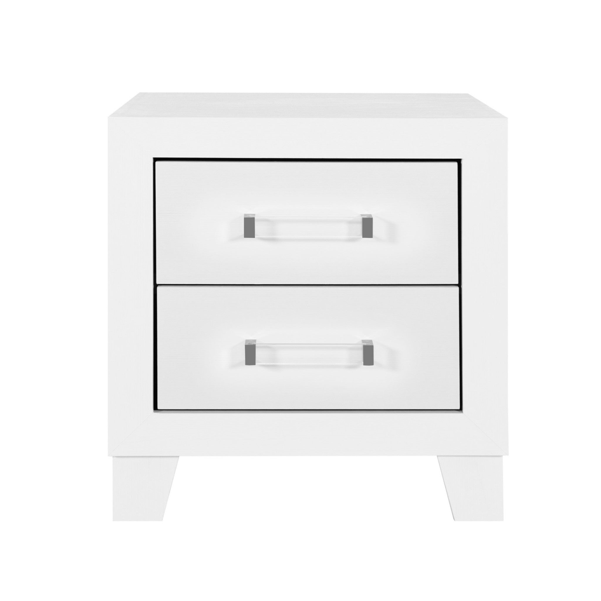 22" White Two Drawer Wood Nightstand