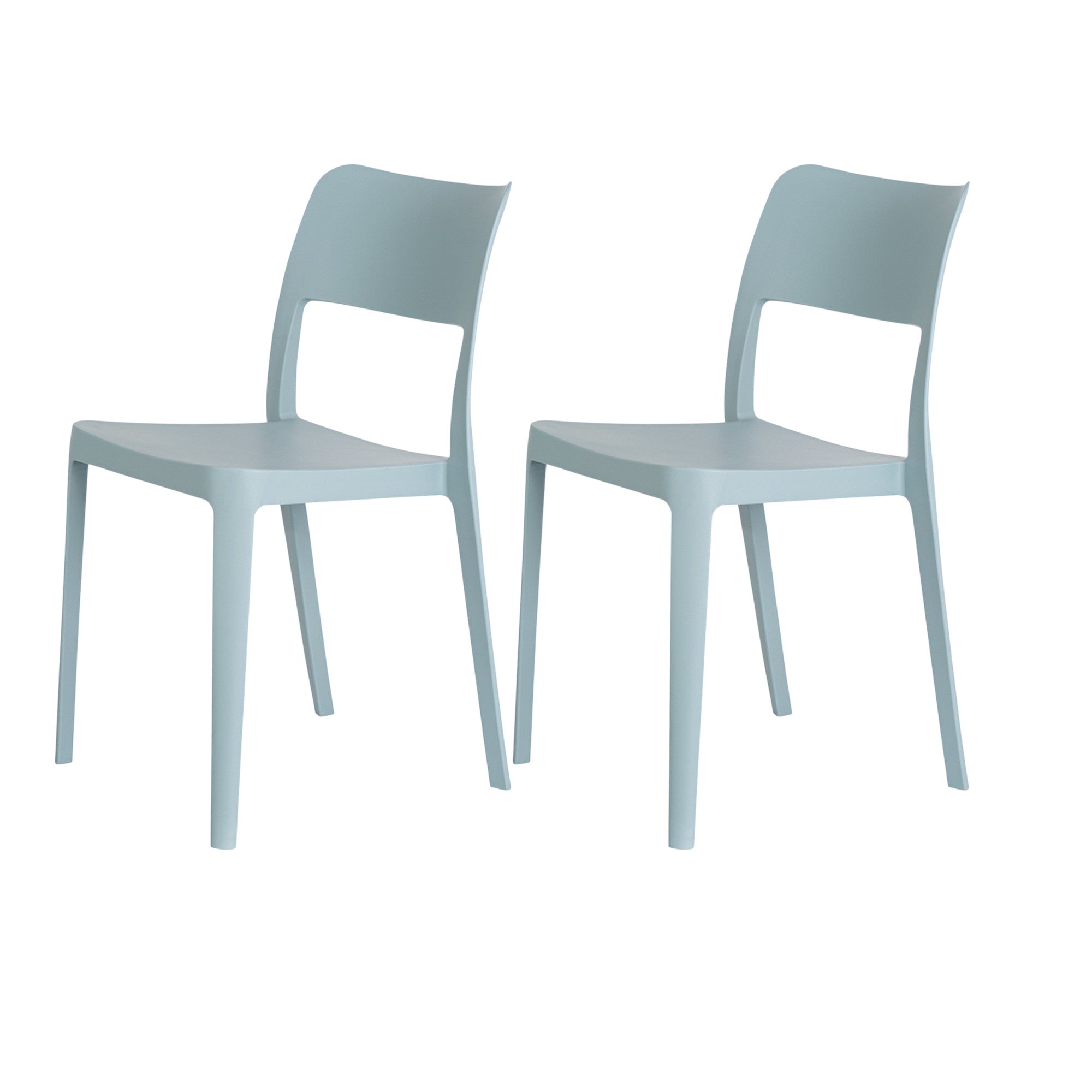 Set of Two Baby Blue Heavy Duty Plastic Outdoor Stacking Accent Chairs